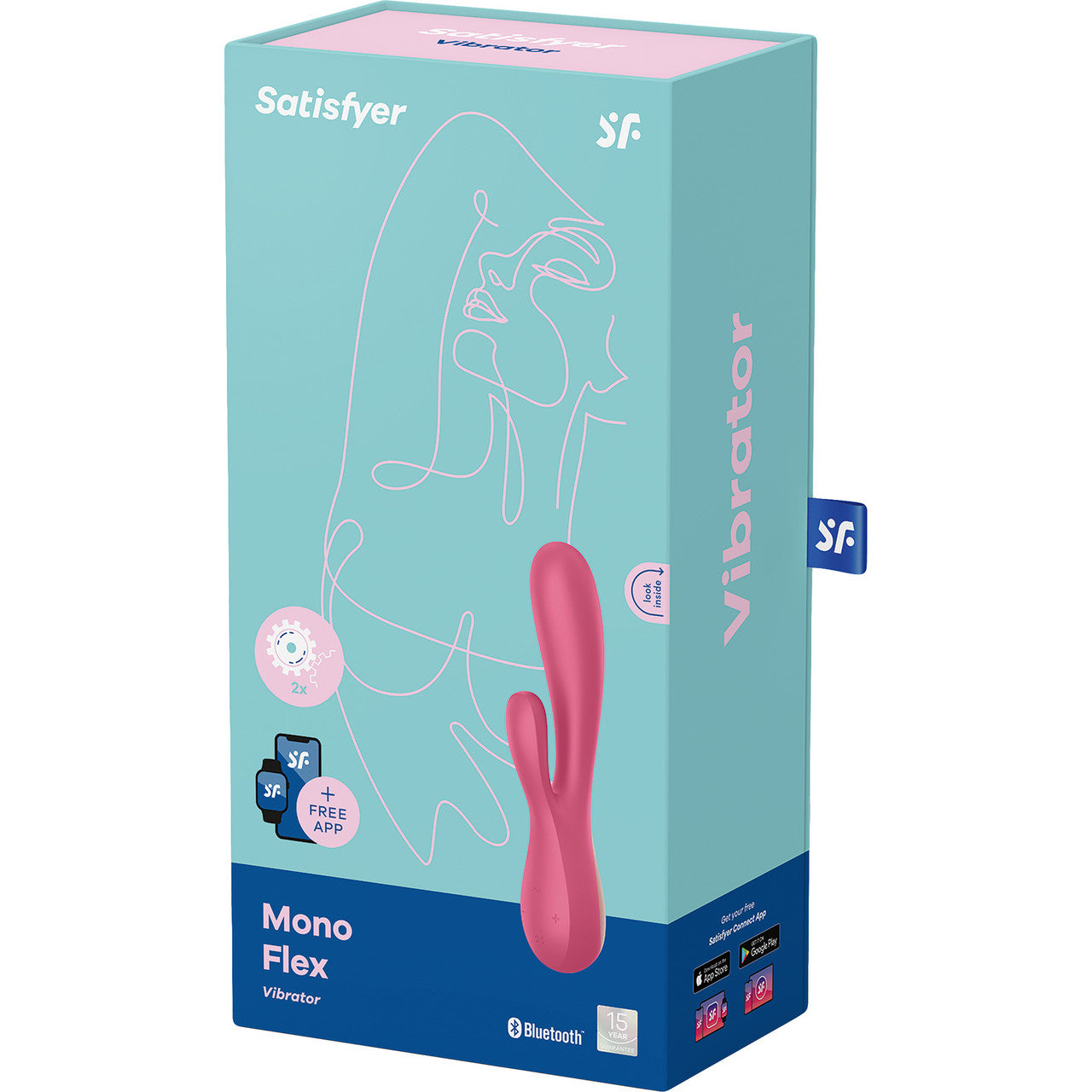 Satisfyer Mono Flex Rechargeable Waterproof App Enabled Rabbit Vibrator - Red