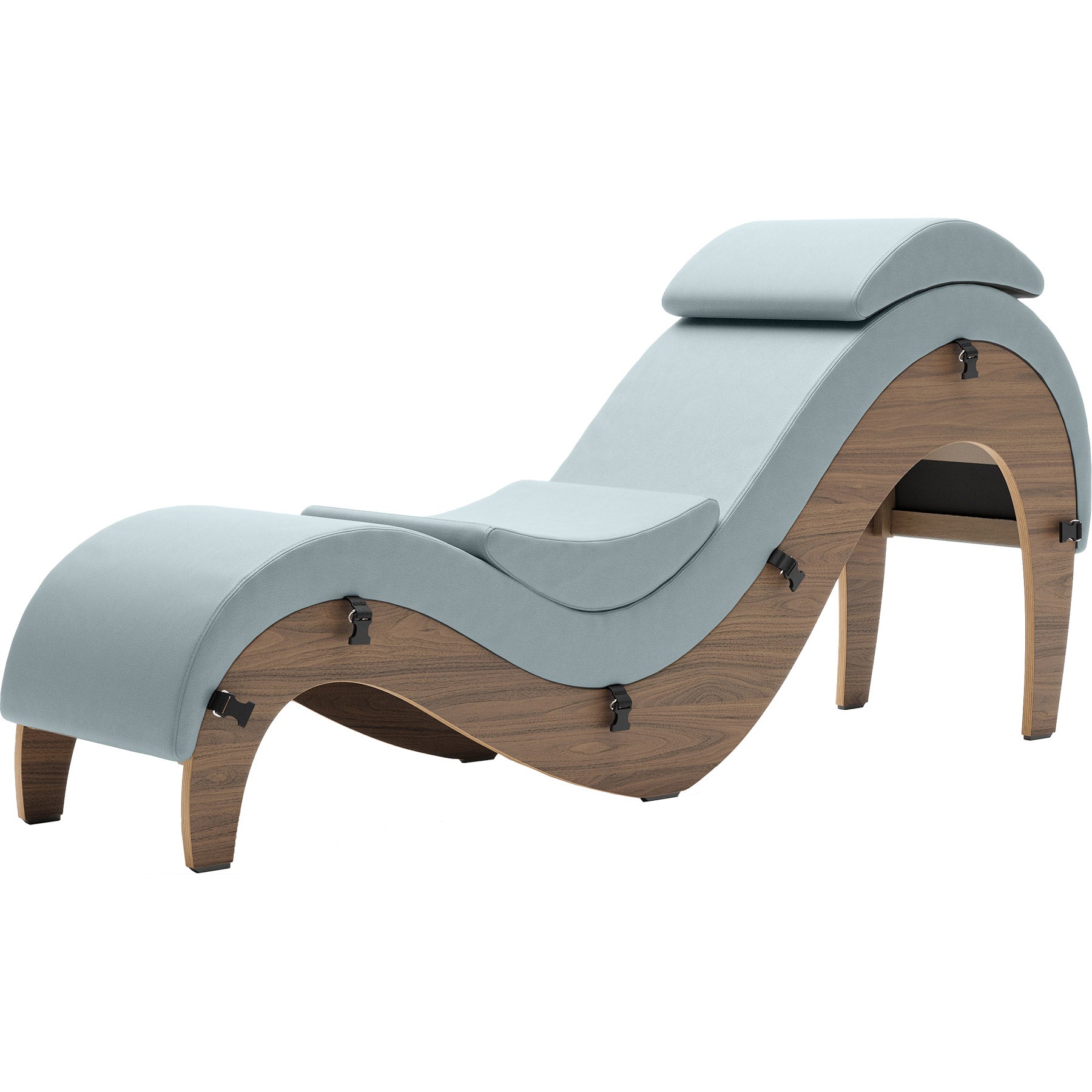 Liberator Supervio Luxury Chaise With Cuff Kit Restraints - Walnut & Sterling Blue