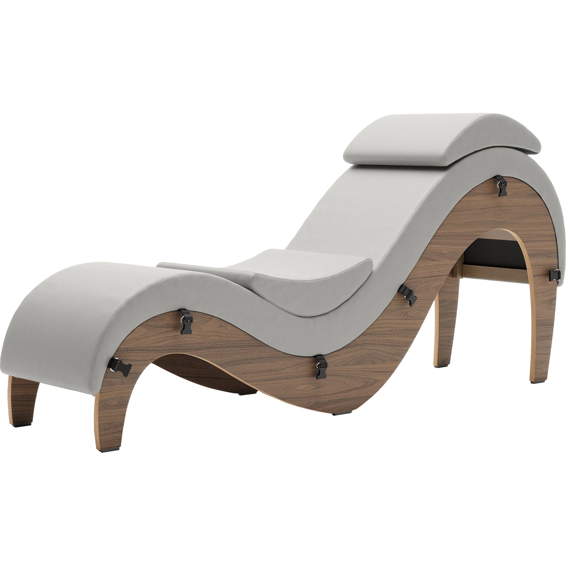 Liberator Supervio Luxury Chaise With Cuff Kit Restraints - Walnut & Silver