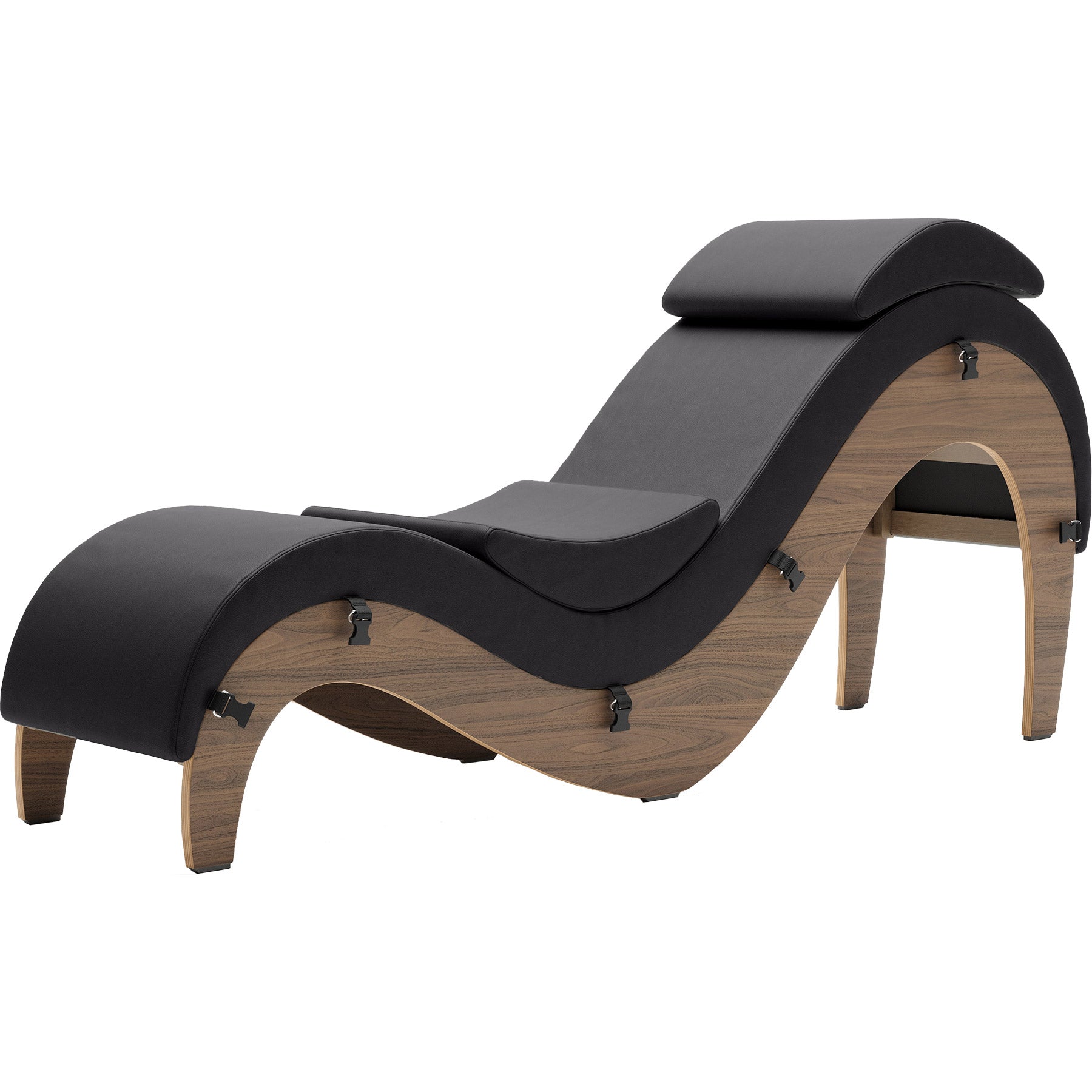 Liberator Supervio Luxury Chaise With Cuff Kit Restraints - Walnut & Black