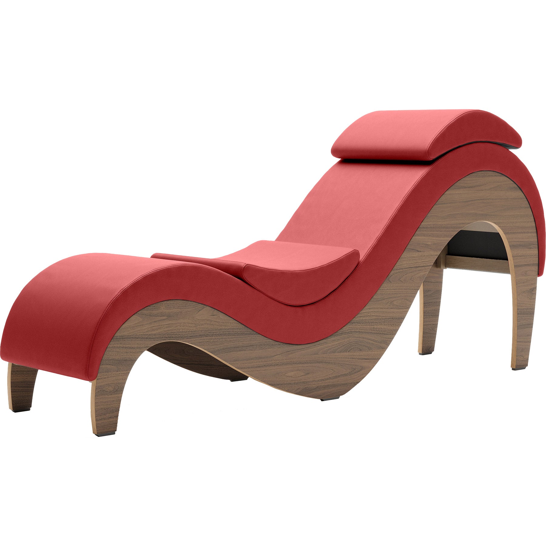 Liberator Supervio Luxury Chaise With Cuff Kit Restraints - Walnut & Pompeiian Red