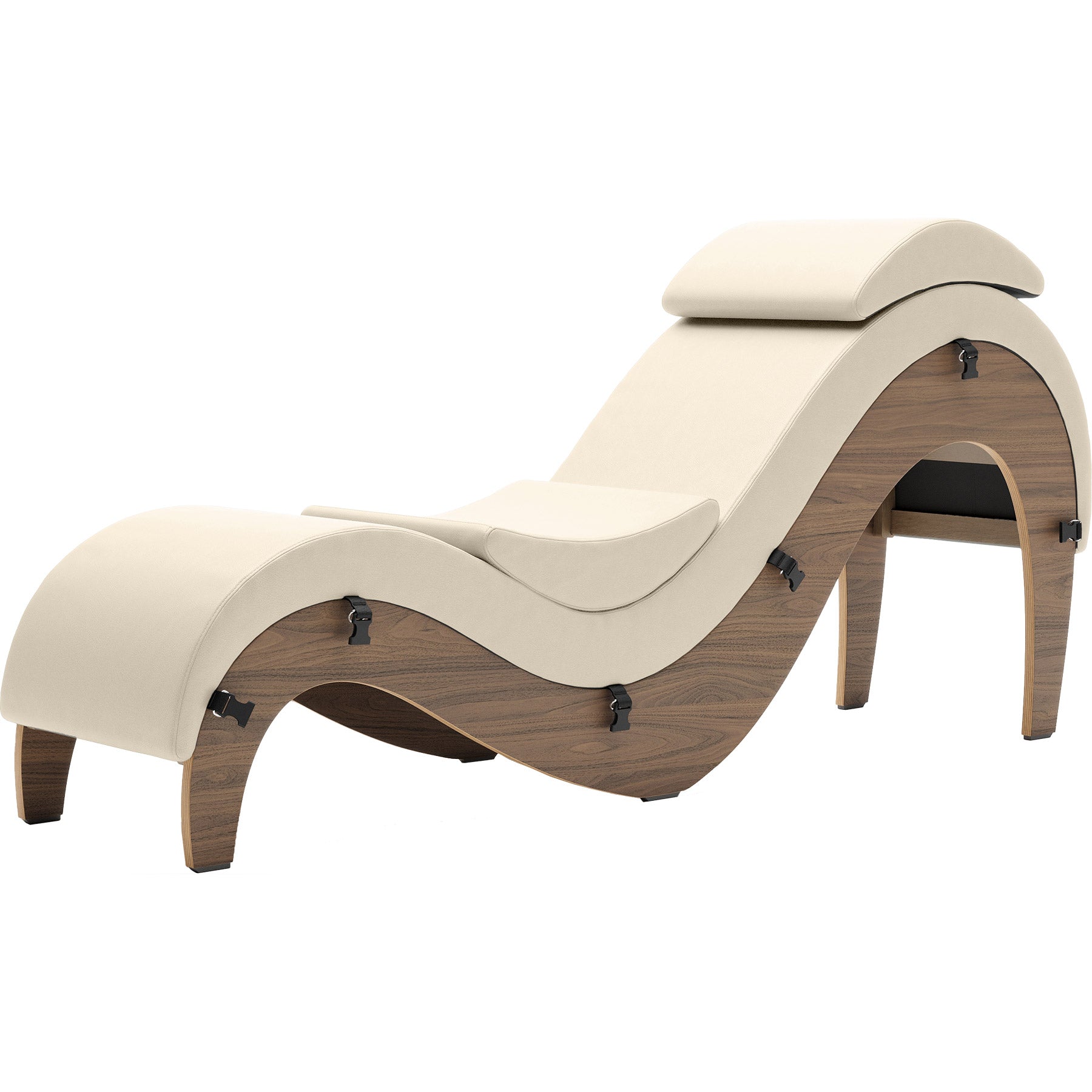 Liberator Supervio Luxury Chaise With Cuff Kit Restraints - Walnut & Cream