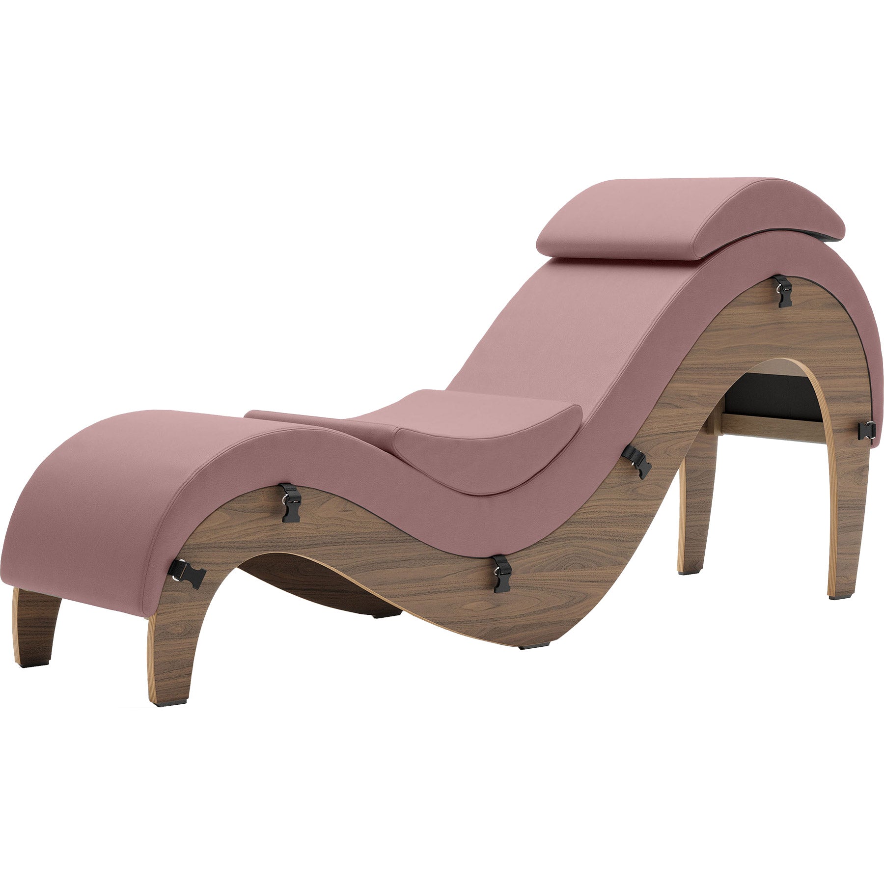 Liberator Supervio Luxury Chaise With Cuff Kit Restraints - Walnut & Passion Pink