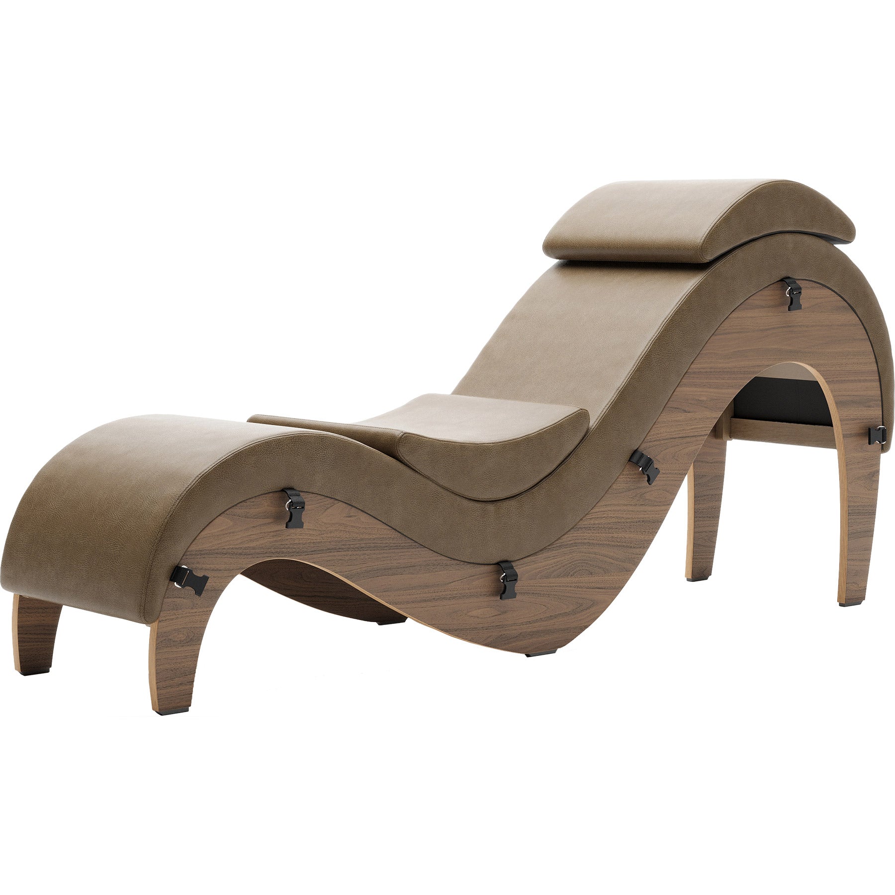 Liberator Supervio Luxury Chaise With Cuff Kit Restraints - Walnut & Saddle