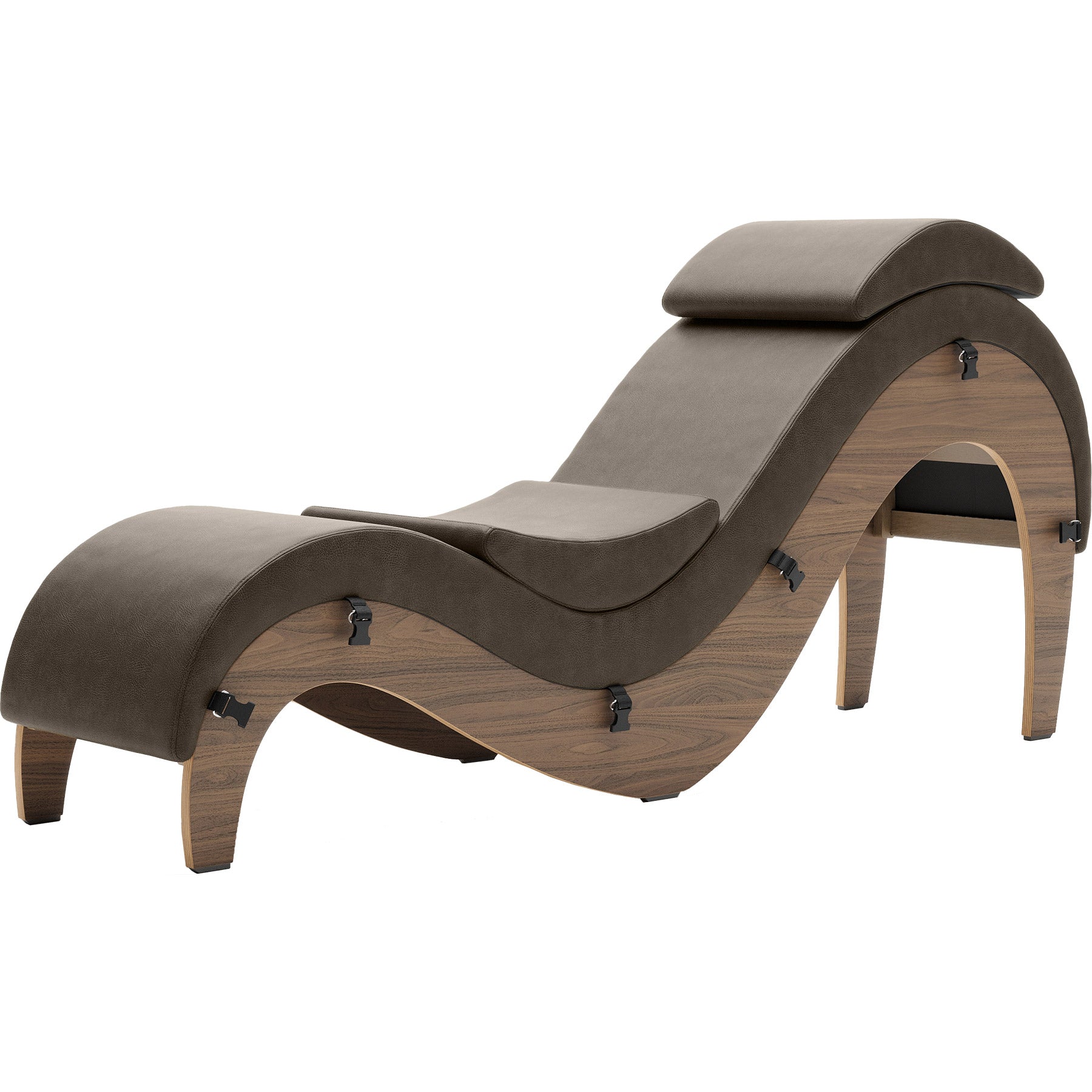 Liberator Supervio Luxury Chaise With Cuff Kit Restraints - Walnut & Bison