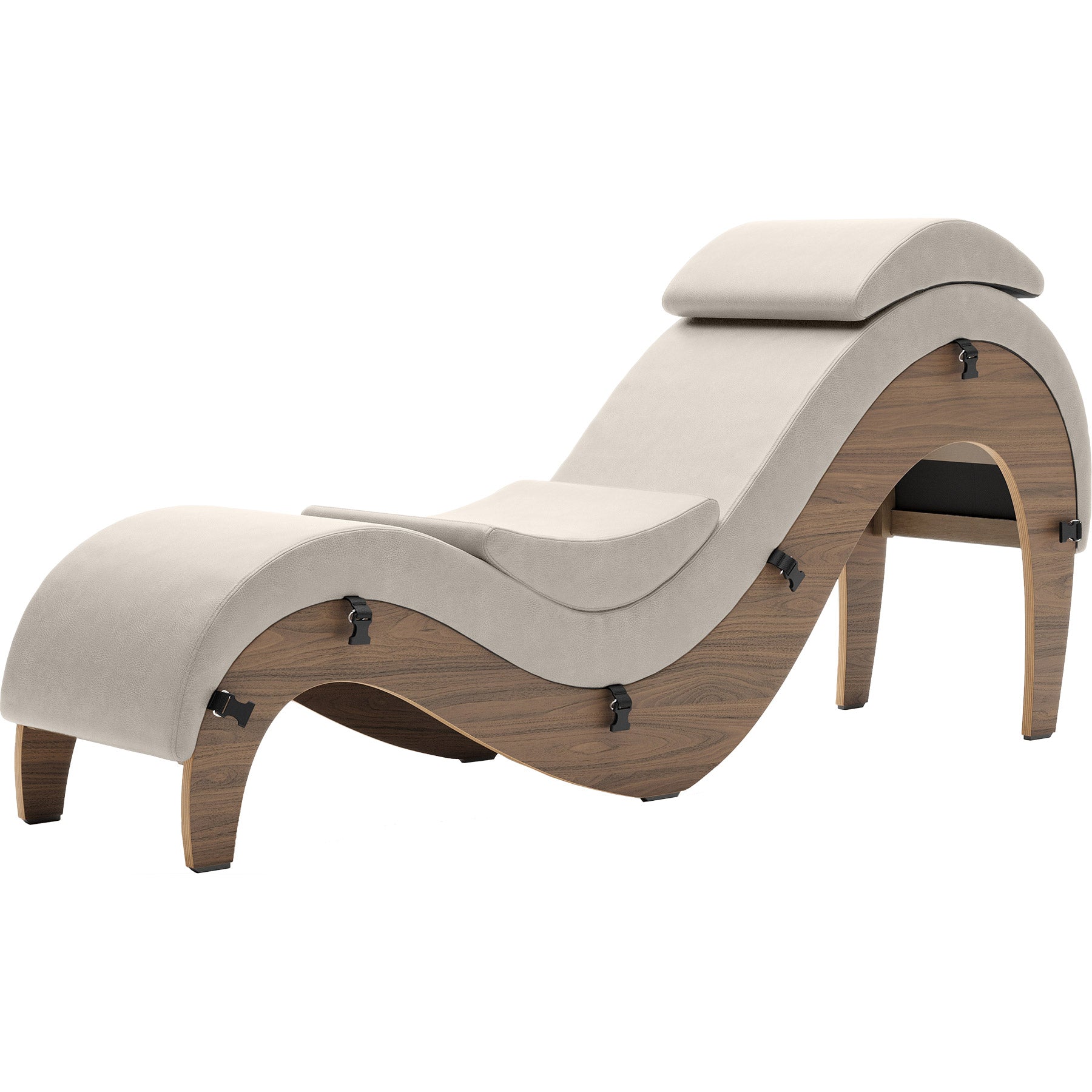 Liberator Supervio Luxury Chaise With Cuff Kit Restraints - Walnut & Coyote