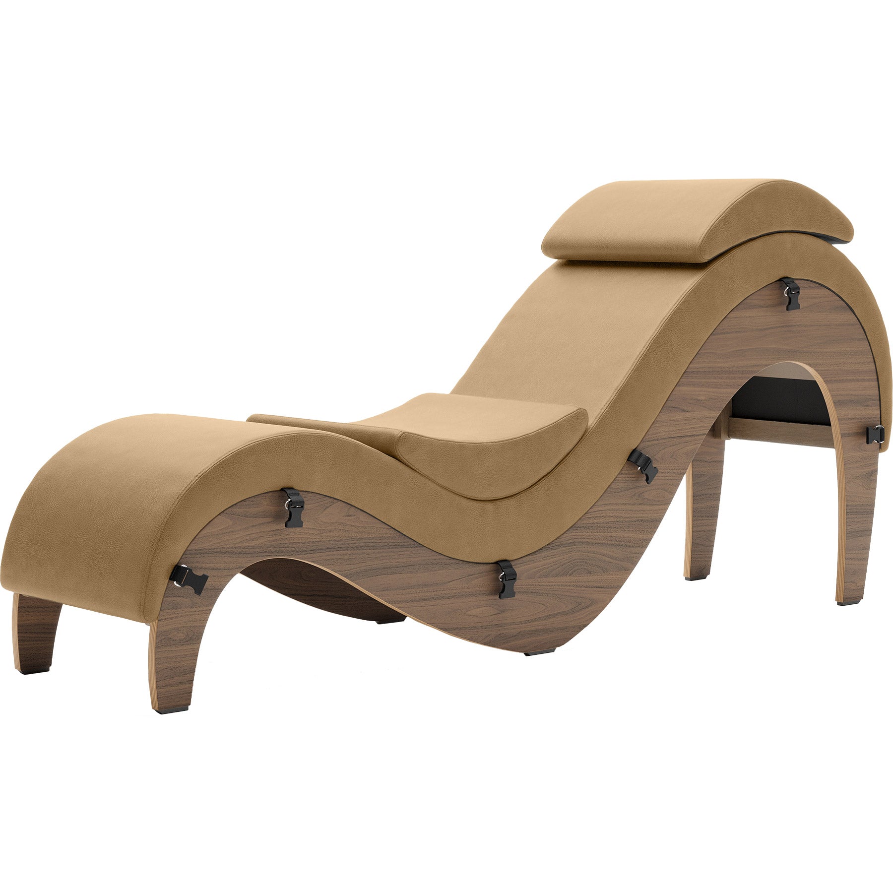 Liberator Supervio Luxury Chaise With Cuff Kit Restraints - Walnut & Buckskin