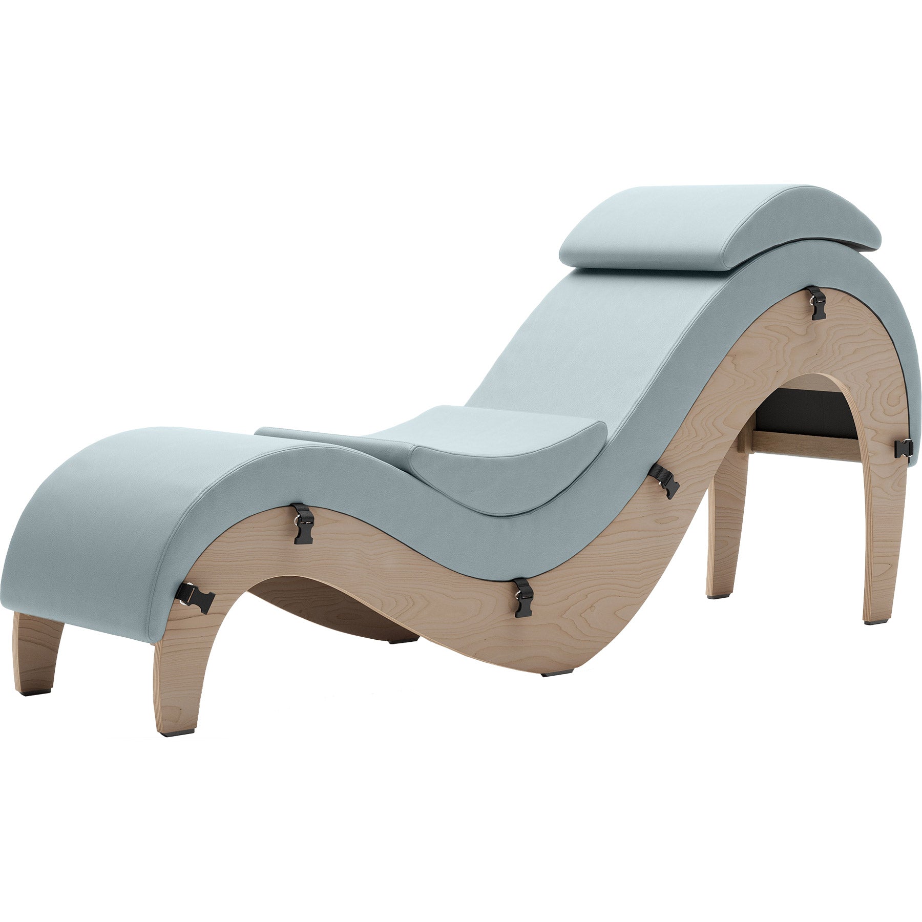 Liberator Supervio Luxury Chaise With Cuff Kit Restraints - Maple & Sterling Blue