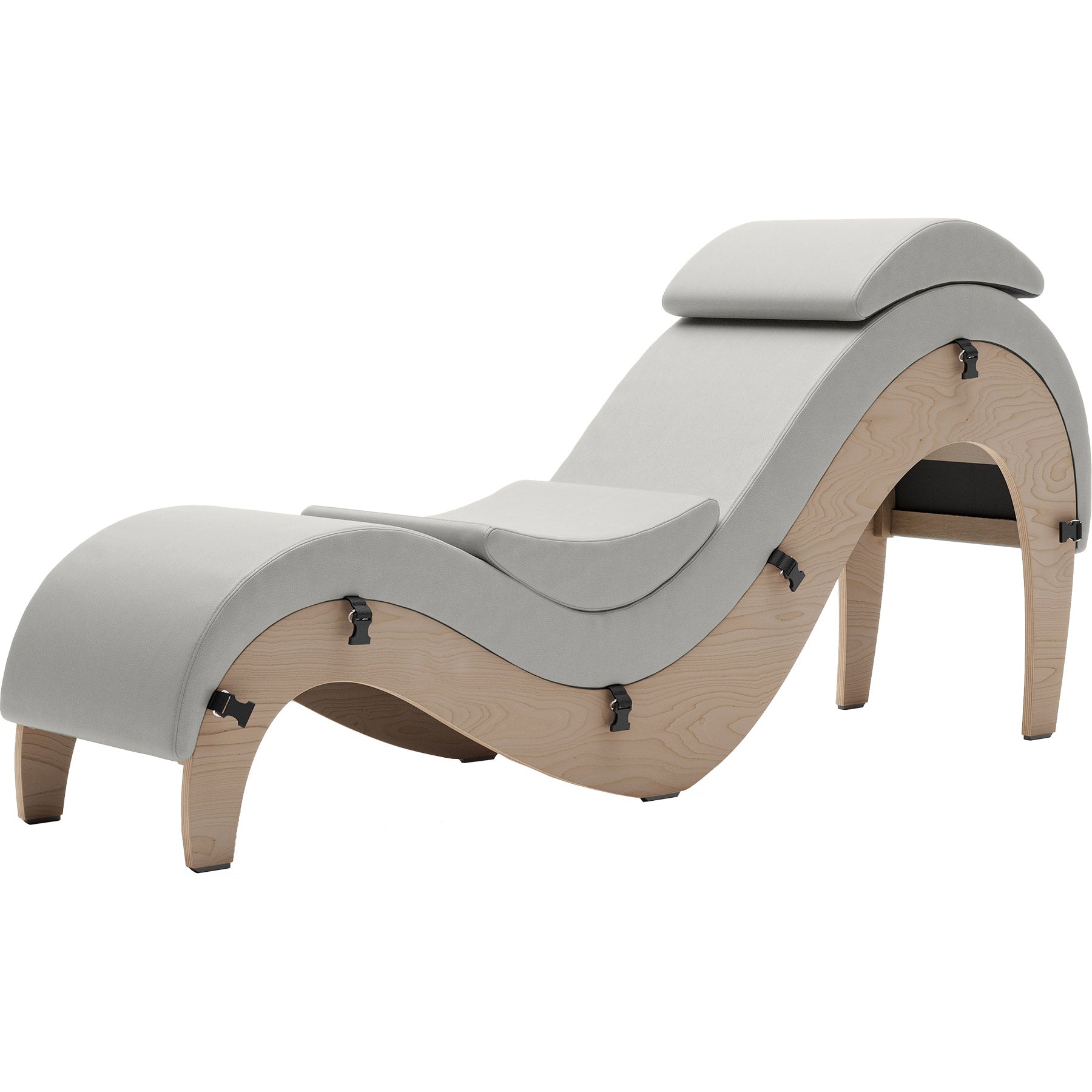 Liberator Supervio Luxury Chaise With Cuff Kit Restraints - Maple & Silver