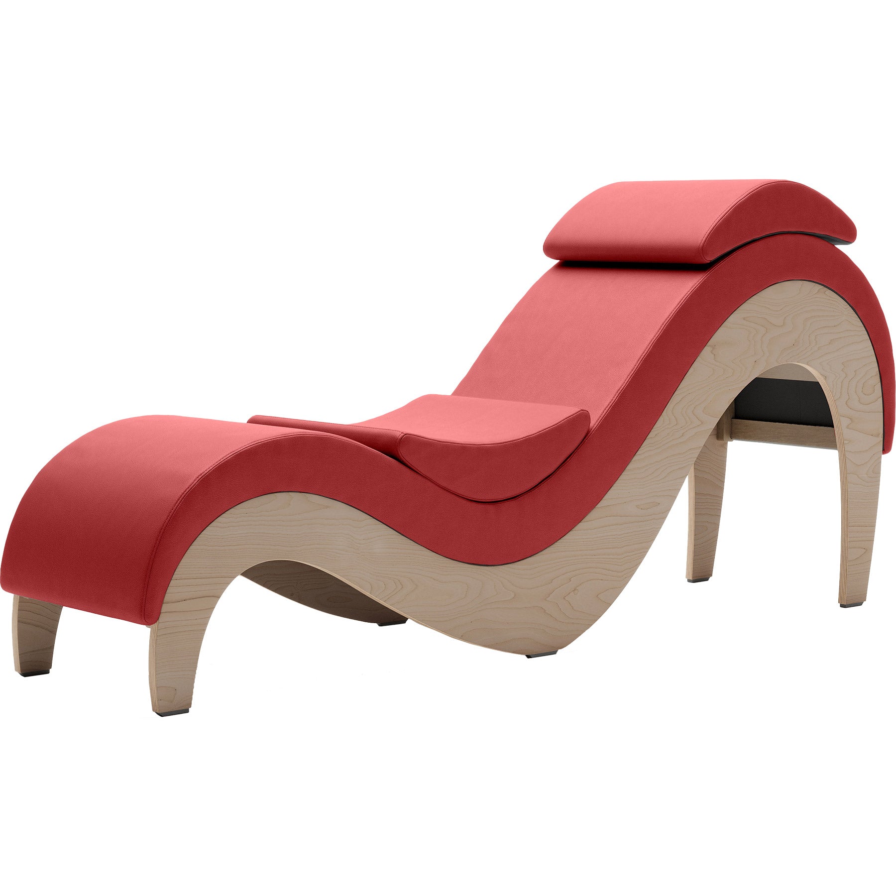 Liberator Supervio Luxury Chaise With Cuff Kit Restraints - Maple & Pompeiian Red
