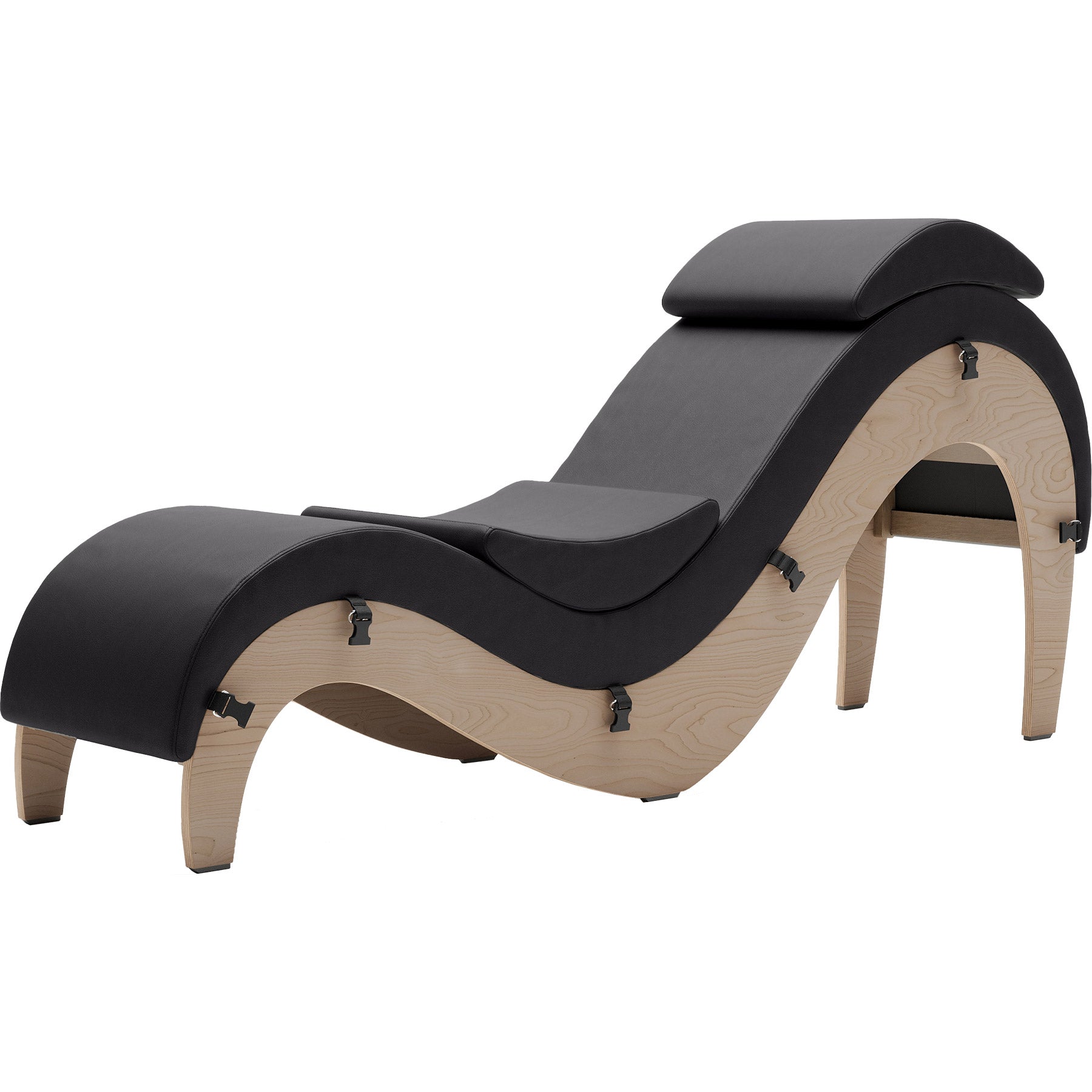 Liberator Supervio Luxury Chaise With Cuff Kit Restraints - Maple & Black
