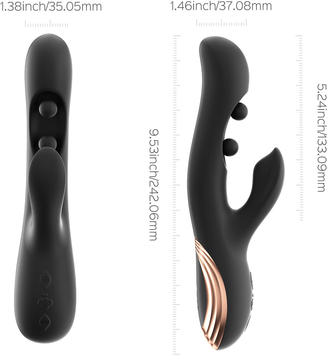 Honey Play Box GEM Sensing App Enabled Twin Balls Rabbit Vibrator - Black
