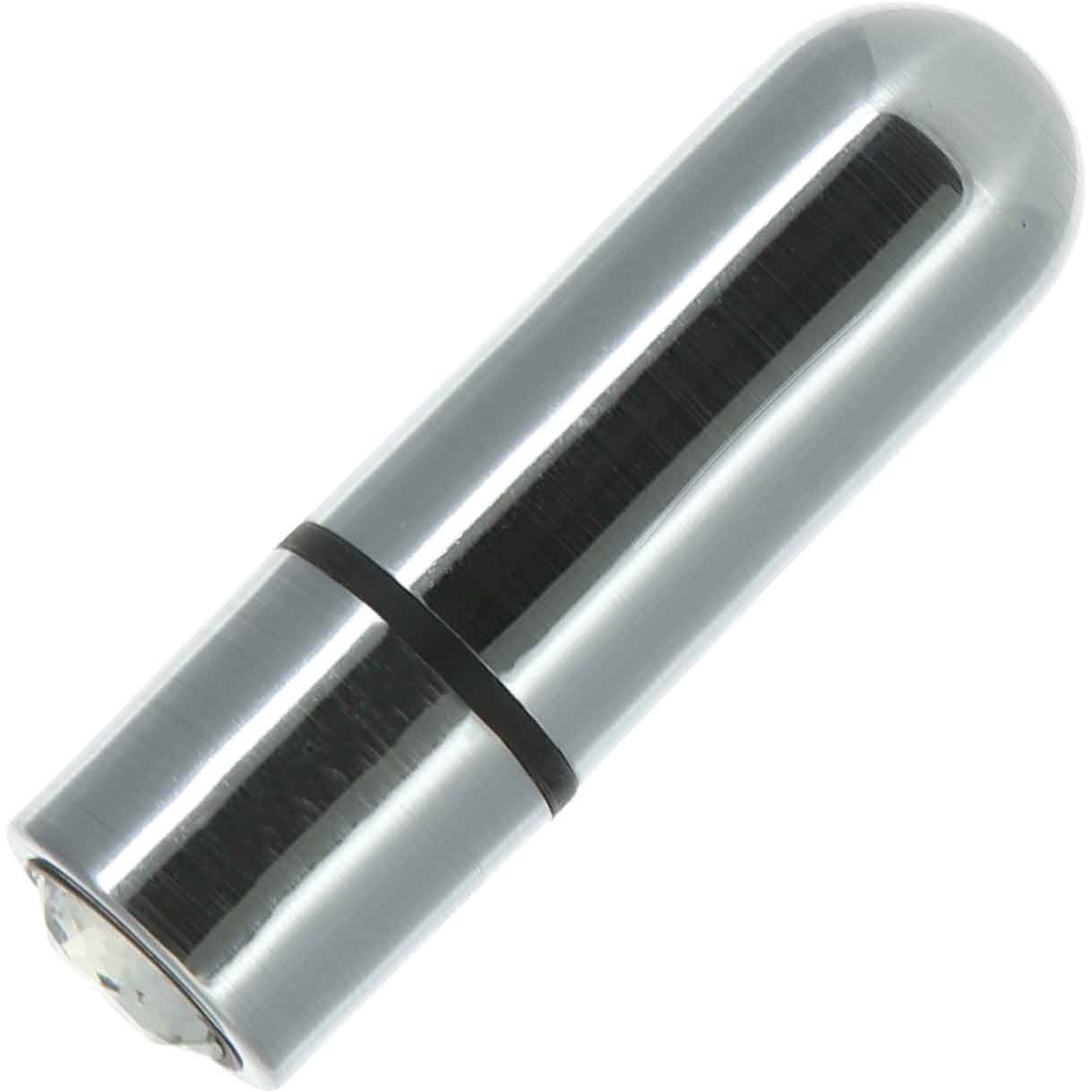 PowerBullet First Class Mini Bullet Vibrator With Crystal Button & Key Chain Pouch - Silver PowerBullet First Class Mini Bullet Vibrator With Crystal Button & Key Chain Pouch - Silver