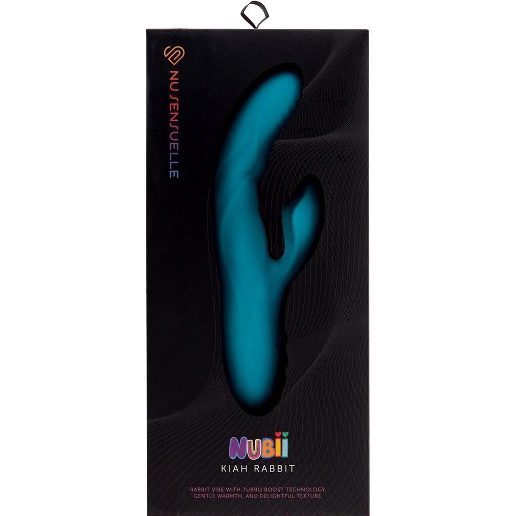 Nubii Kiah 17+3 Function Rabbit Rechargeable Silicone Dual Stim Vibrator By Nu Sensuelle - Blue