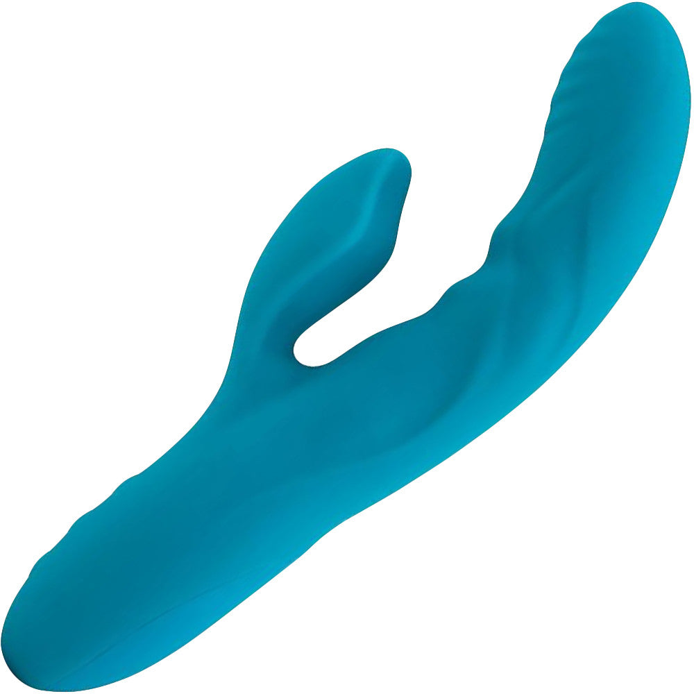 Nubii Kiah 17+3 Function Rabbit Rechargeable Silicone Dual Stim Vibrator By Nu Sensuelle - Blue