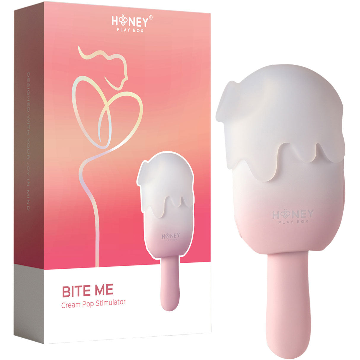 Honey Play Box BITE ME Sucking Tapping & Vibrating Cream Pop Clit Stimulator - Pink