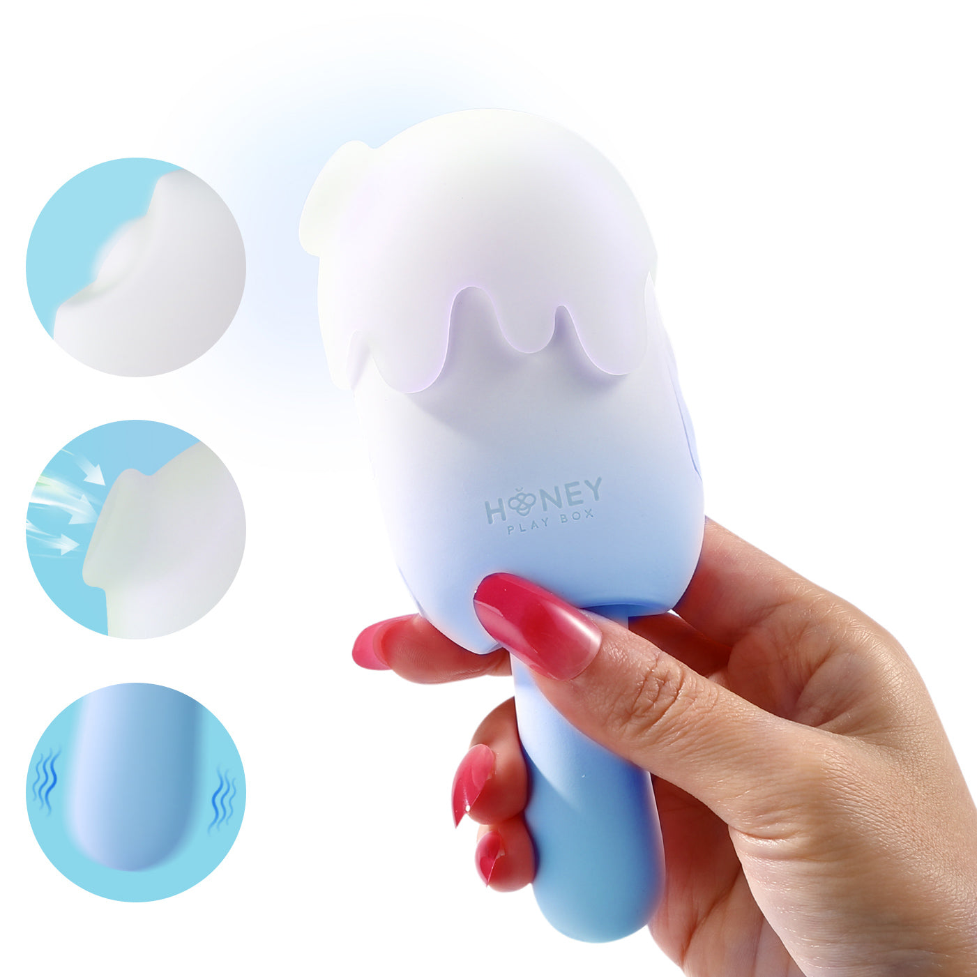 Honey Play Box BITE ME Sucking Tapping & Vibrating Cream Pop Clit Stimulator - Blue