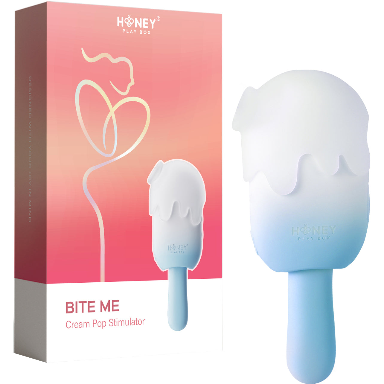 Honey Play Box BITE ME Sucking Tapping & Vibrating Cream Pop Clit Stimulator - Blue