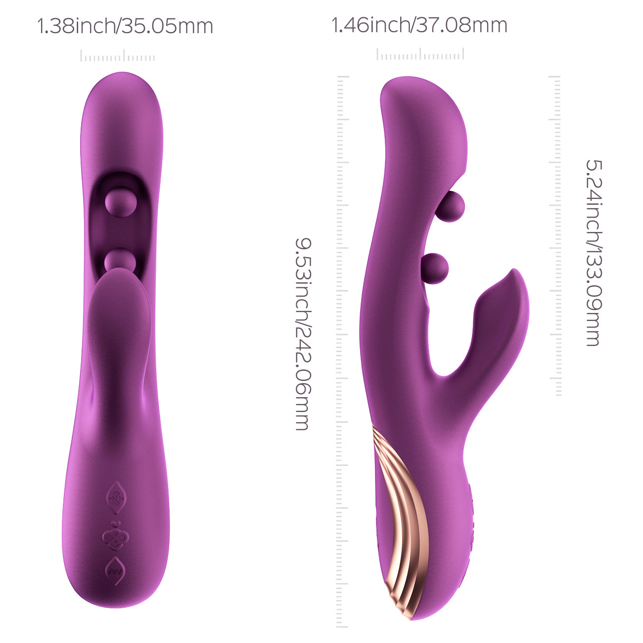 Honey Play Box GEM Sensing App Enabled Twin Balls Rabbit Vibrator - Purple