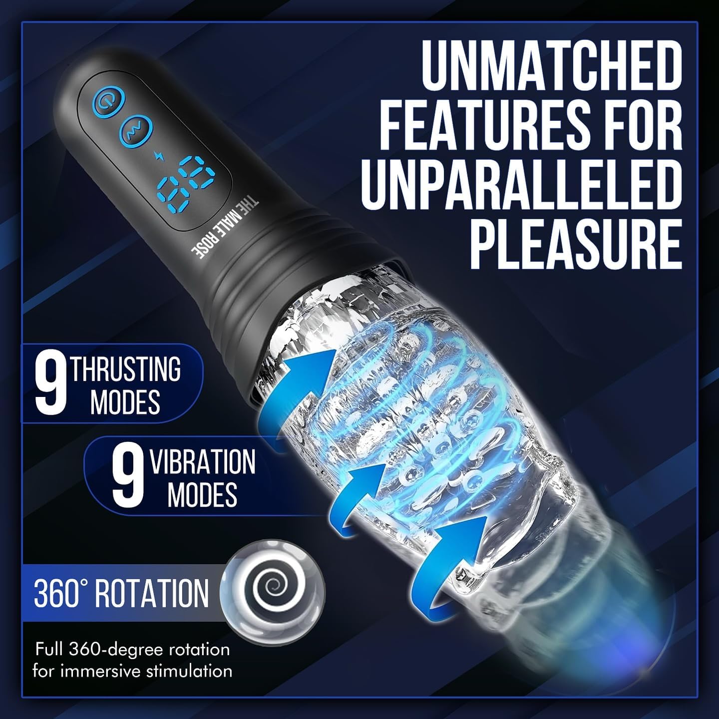 The Male Rose Pro Thrusting Vibrating Rotating Oral Sex Penis Masturbator