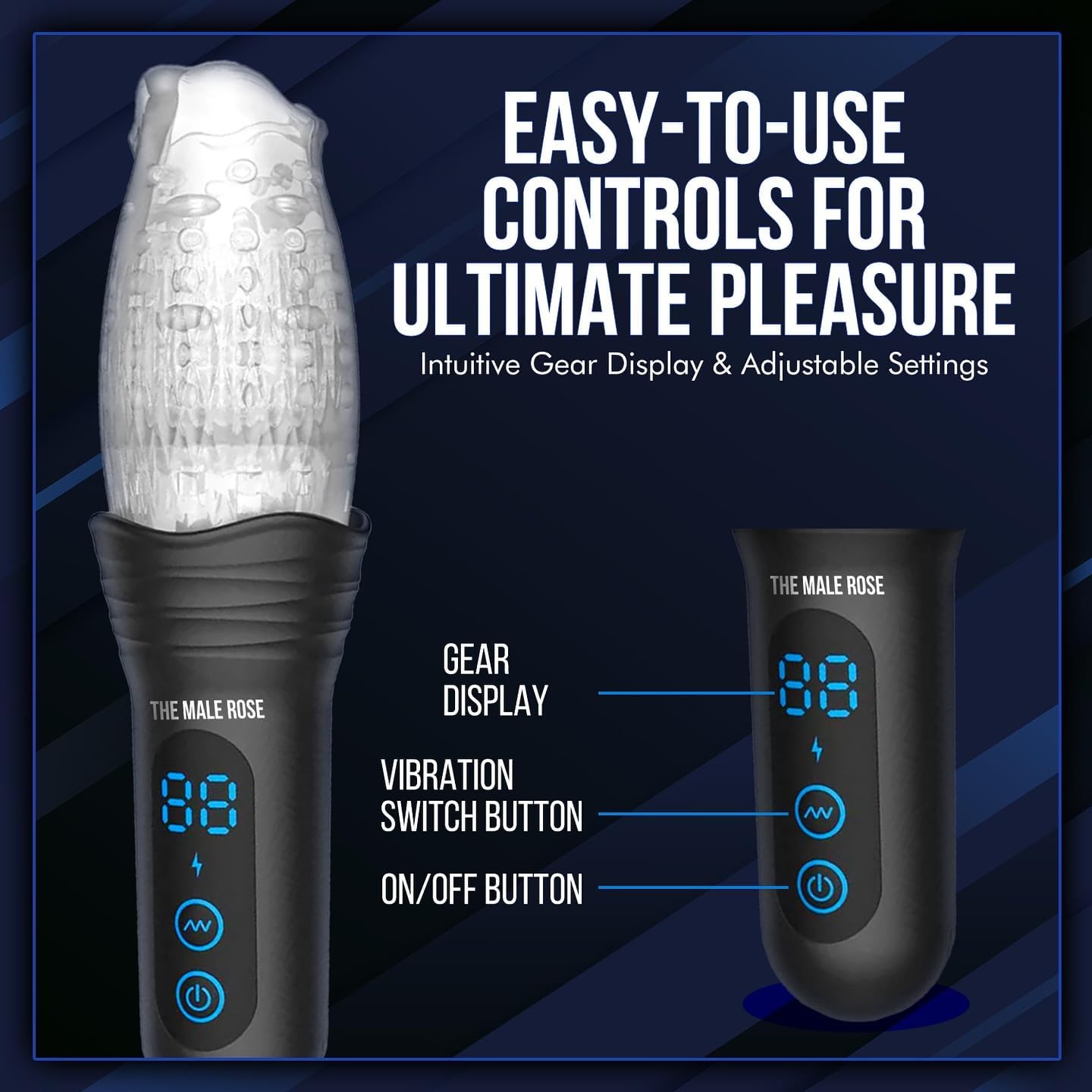 The Male Rose Pro Thrusting Vibrating Rotating Oral Sex Penis Masturbator