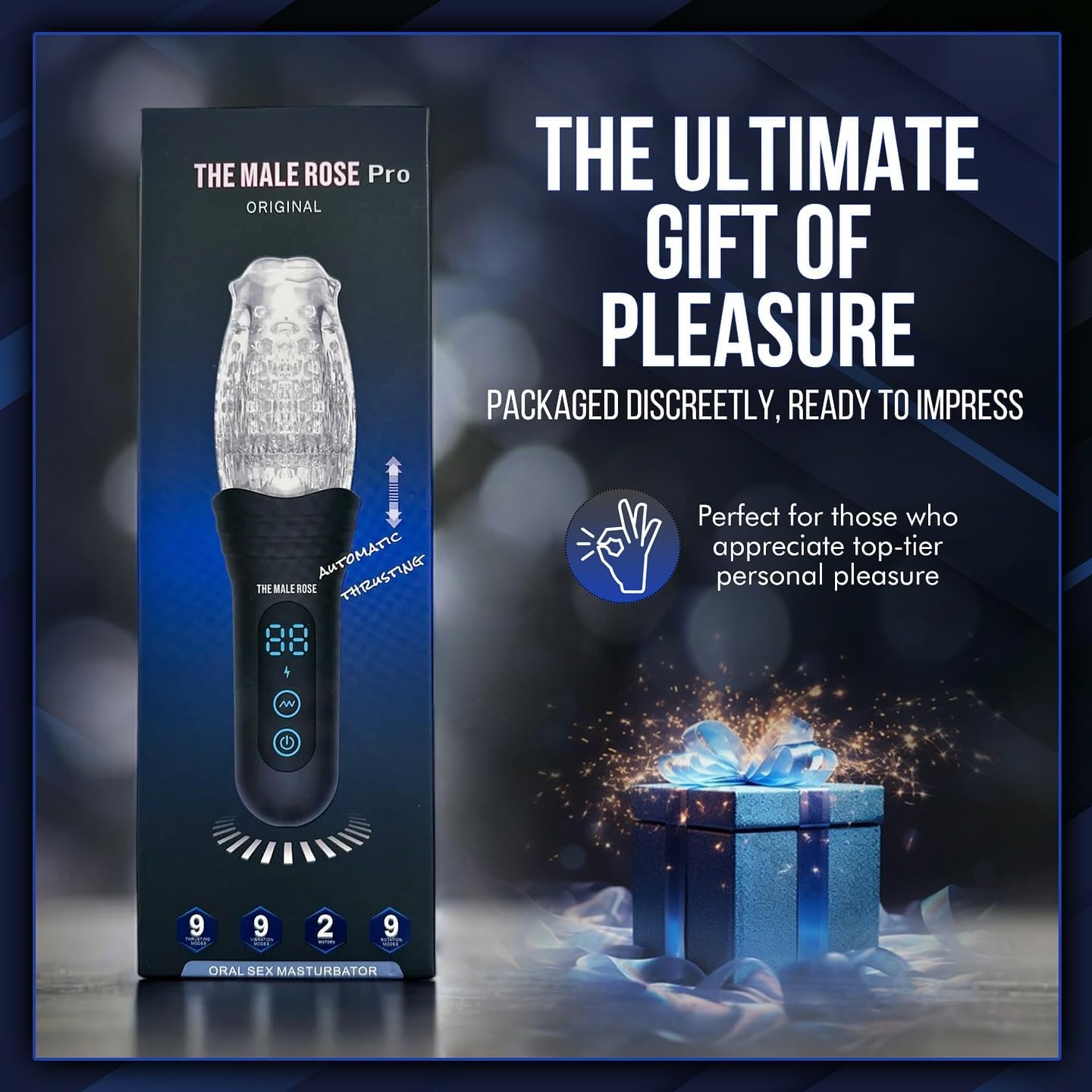 The Male Rose Pro Thrusting Vibrating Rotating Oral Sex Penis Masturbator