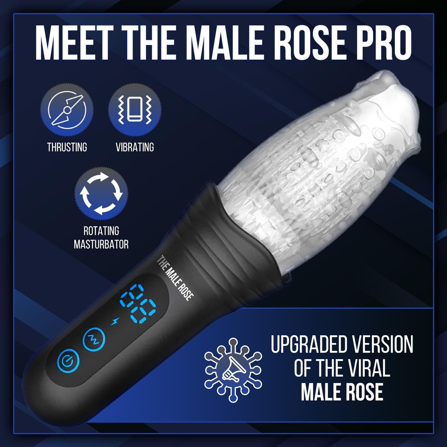 The Male Rose Pro Thrusting Vibrating Rotating Oral Sex Penis Masturbator