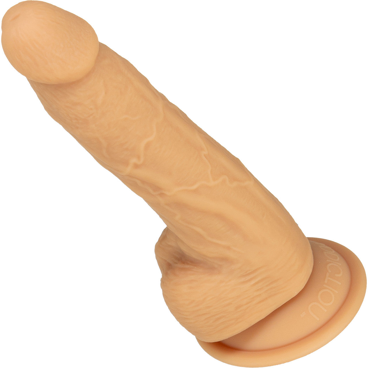 Naked Addiction Dual Density 8" Silicone Suction Cup Dildo With Balls - Caramel