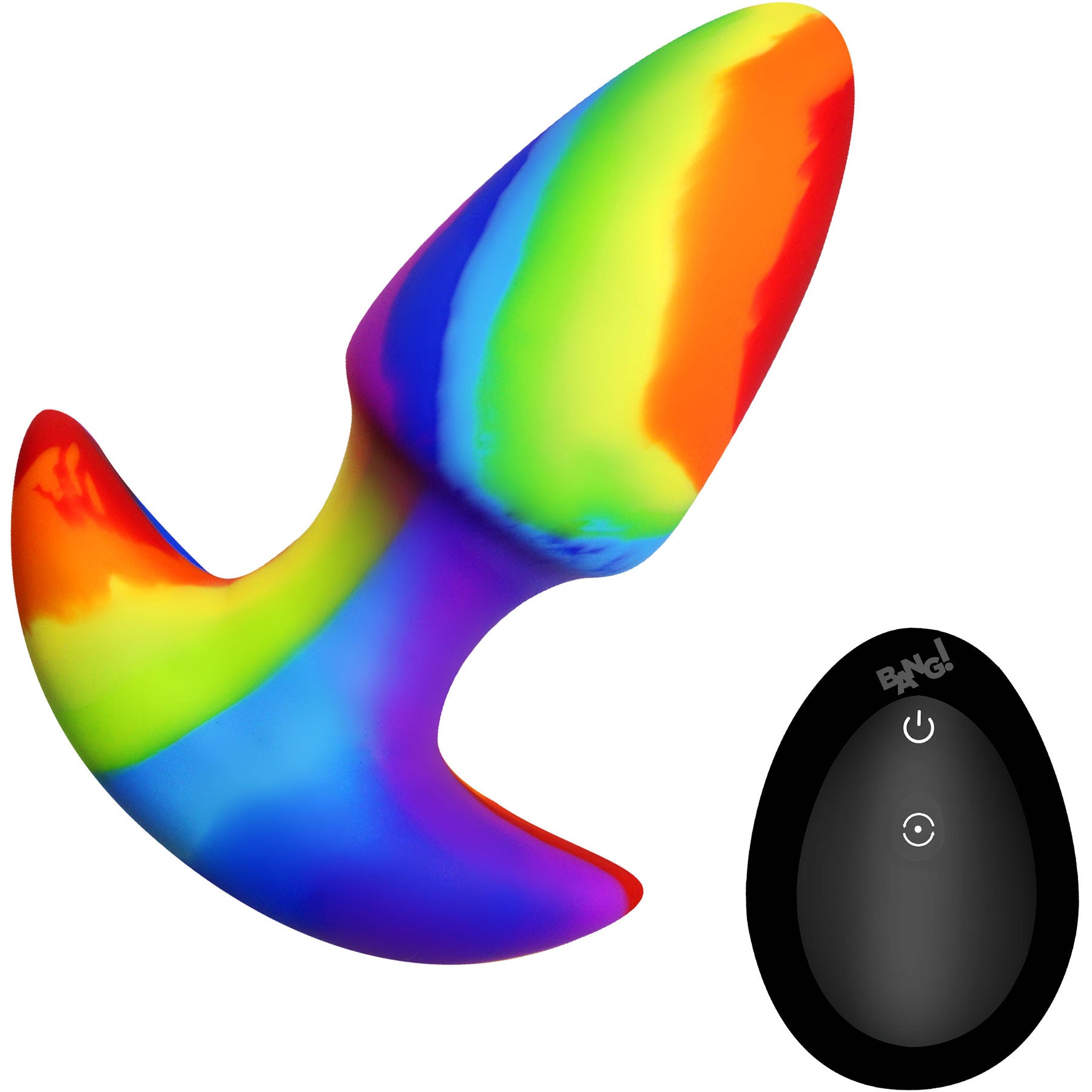 BANG! Rainbow Thrusting & Vibrating Silicone Butt Plug With Remote BANG! Rainbow Thrusting & Vibrating Silicone Butt Plug With Remote