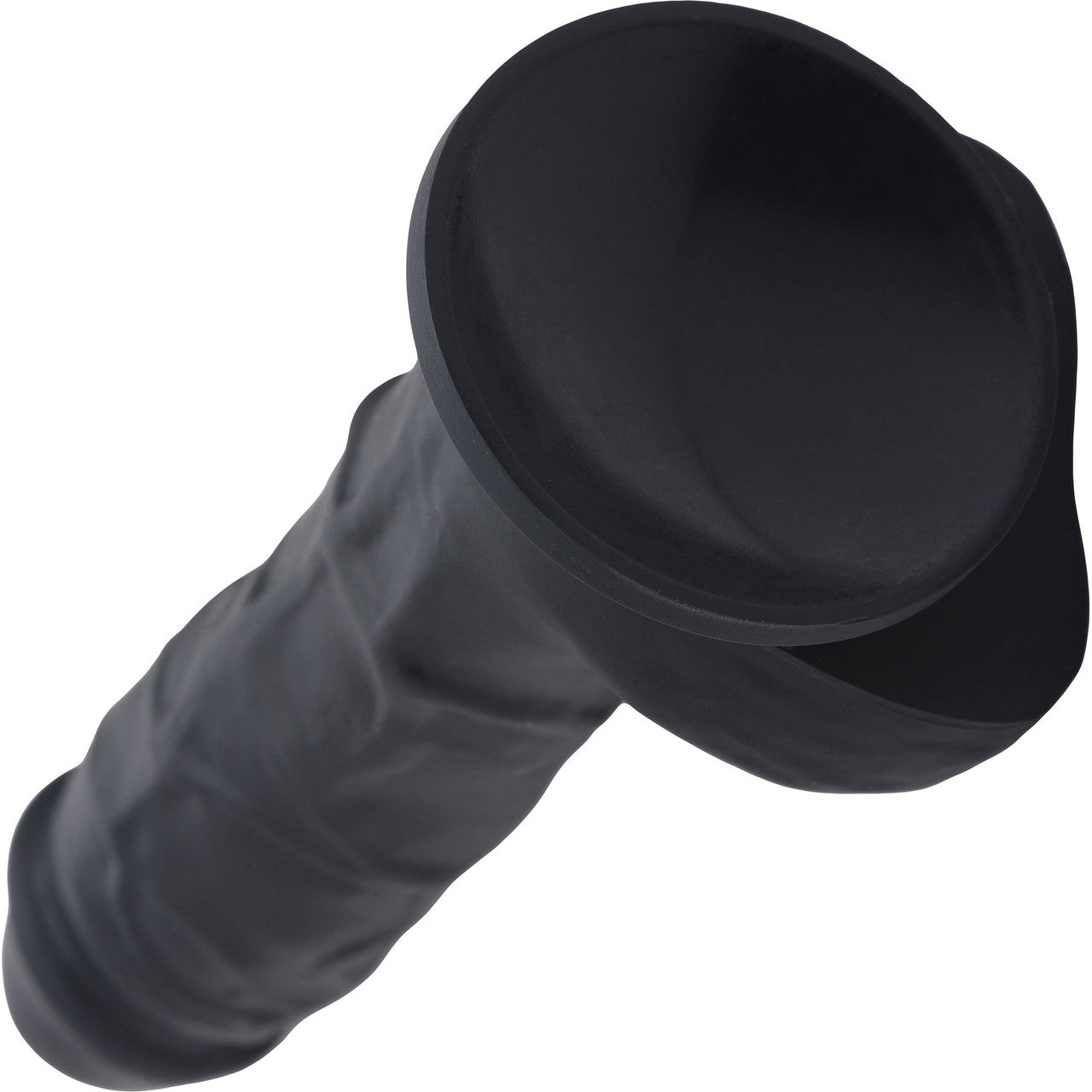 Strap U Power Pecker 7" Silicone Suction Cup Dildo With Balls - Black