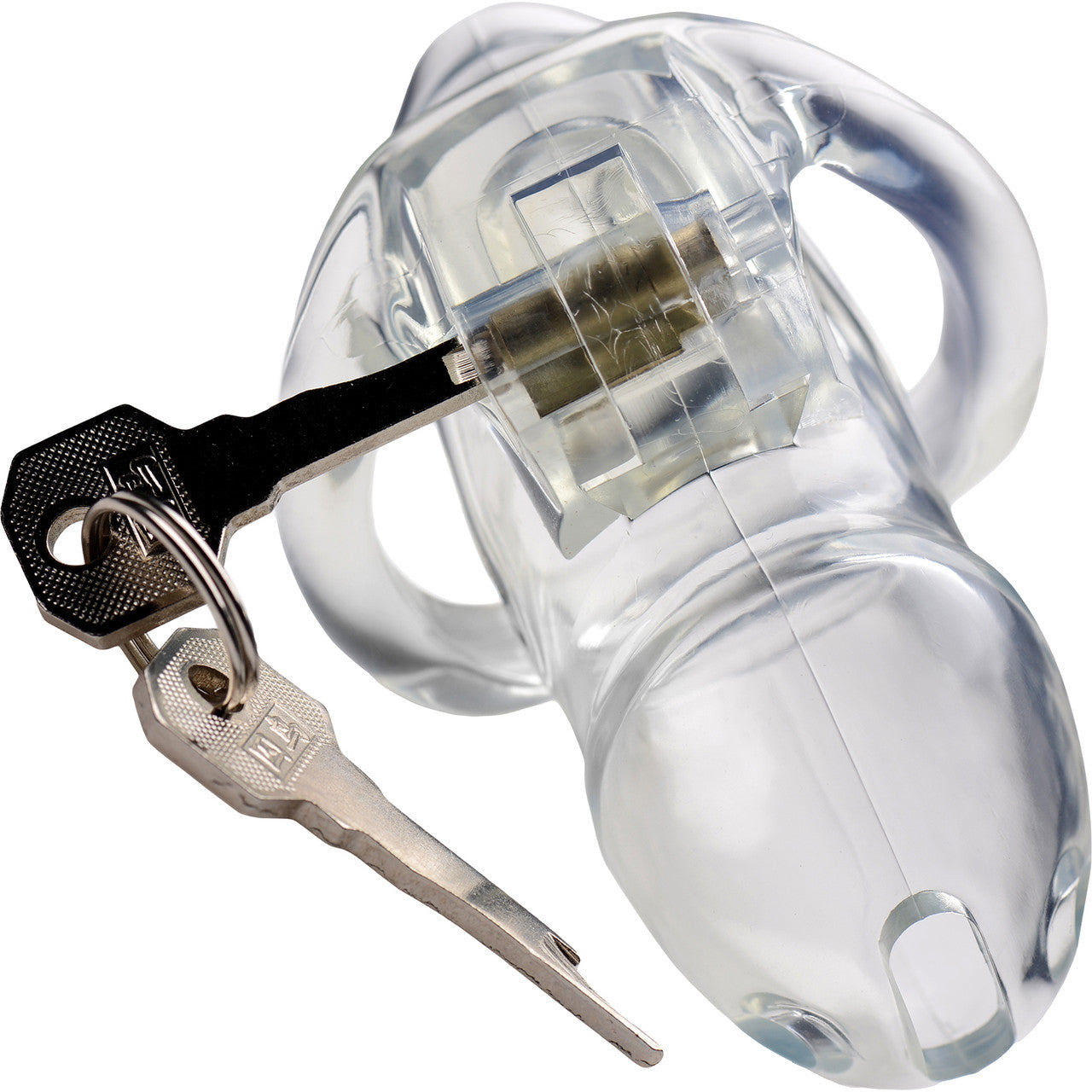 Master Series Clear Captor Chastity Cage With Keys - Small, Clear