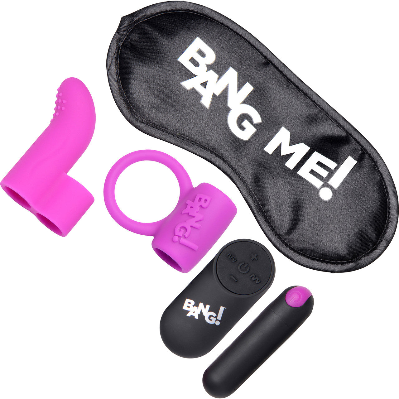 BANG! Couples Finger Sleeve & Love Ring Kit With Bullet Vibrator & Blindfold BANG! Couples Finger Sleeve & Love Ring Kit With Bullet Vibrator & Blindfold
