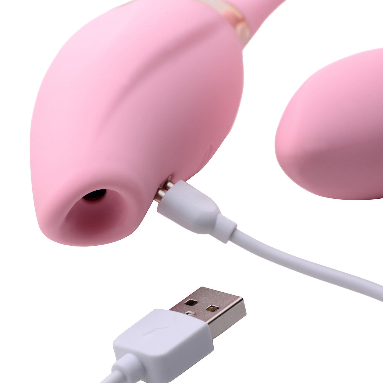 Shegasm 8X Tandem Plus Rechargeable Silicone Suction Clitoral Stimulator & Vibrating Egg - Pink