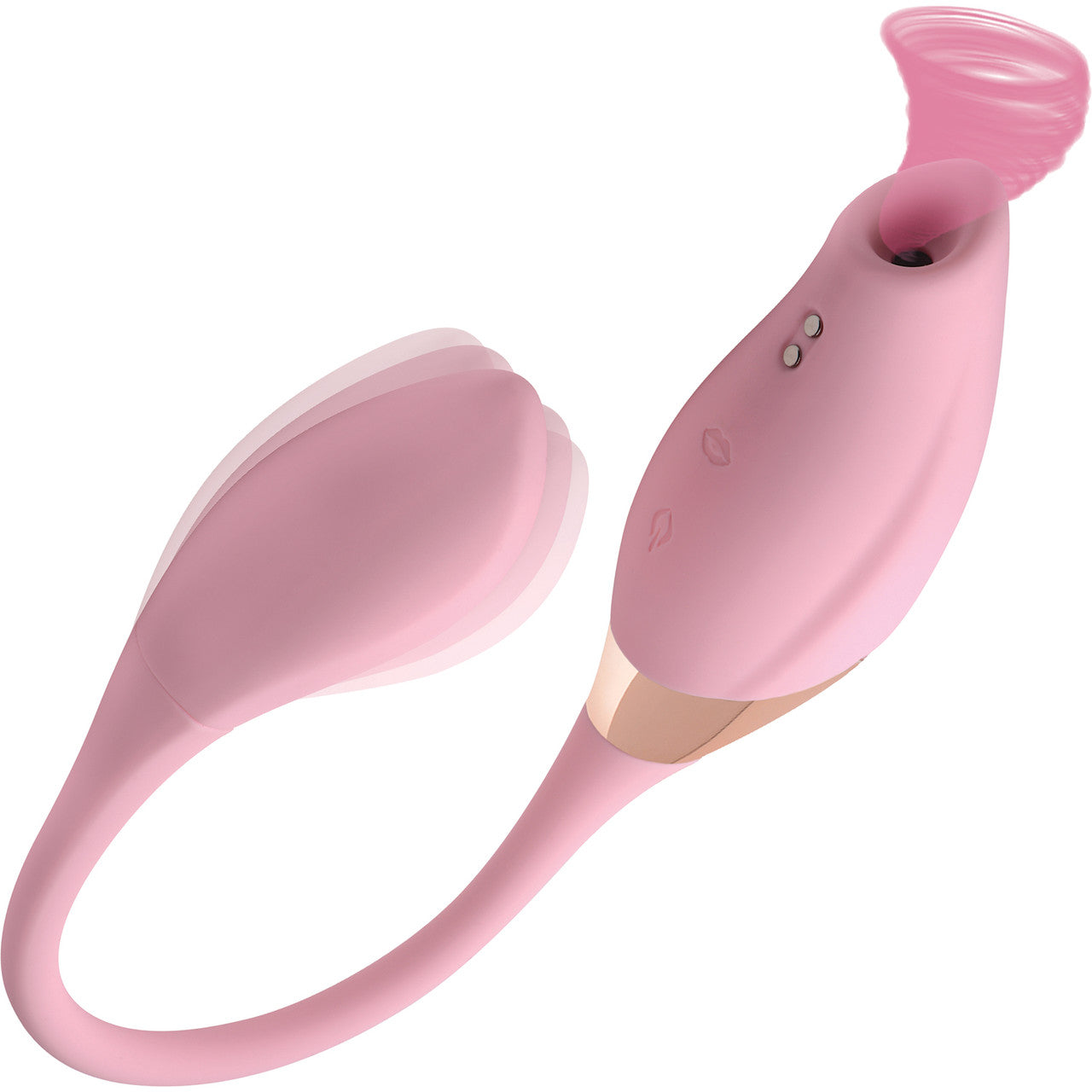 Shegasm 8X Tandem Plus Rechargeable Silicone Suction Clitoral Stimulator & Vibrating Egg - Pink