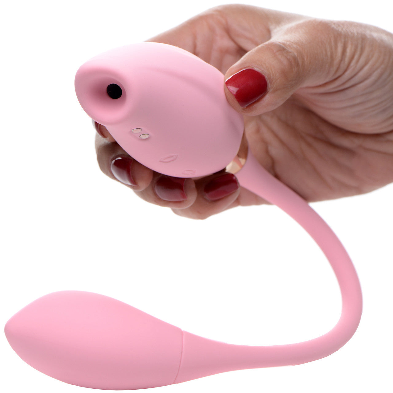 Shegasm 8X Tandem Plus Rechargeable Silicone Suction Clitoral Stimulator & Vibrating Egg - Pink