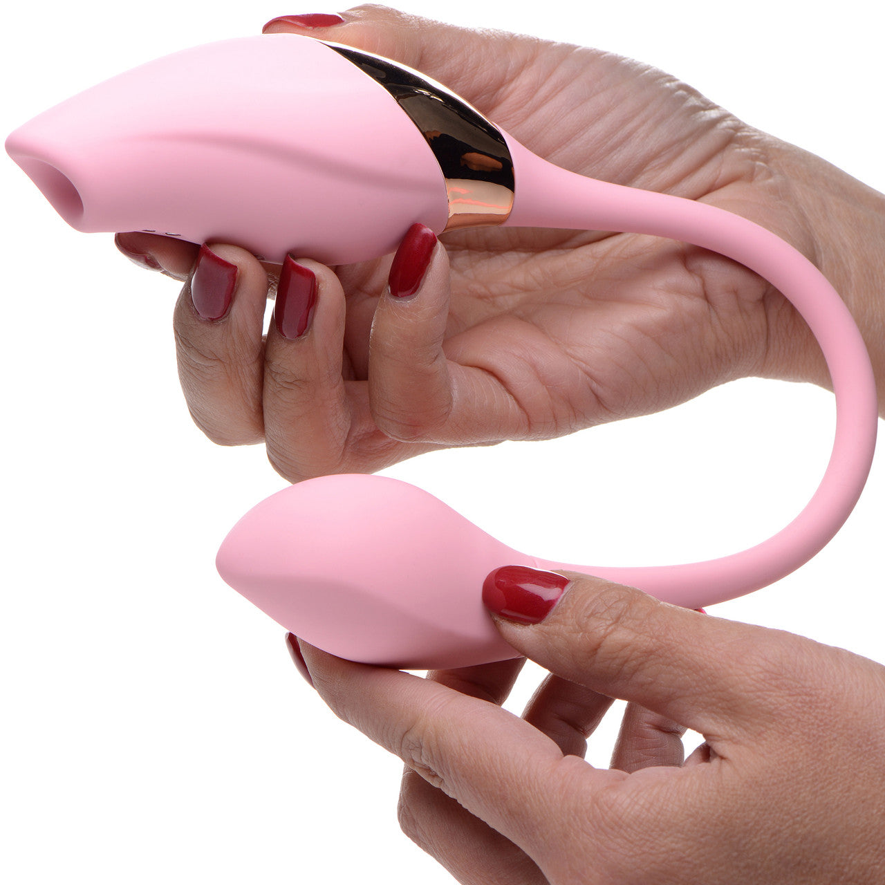 Shegasm 8X Tandem Plus Rechargeable Silicone Suction Clitoral Stimulator & Vibrating Egg - Pink