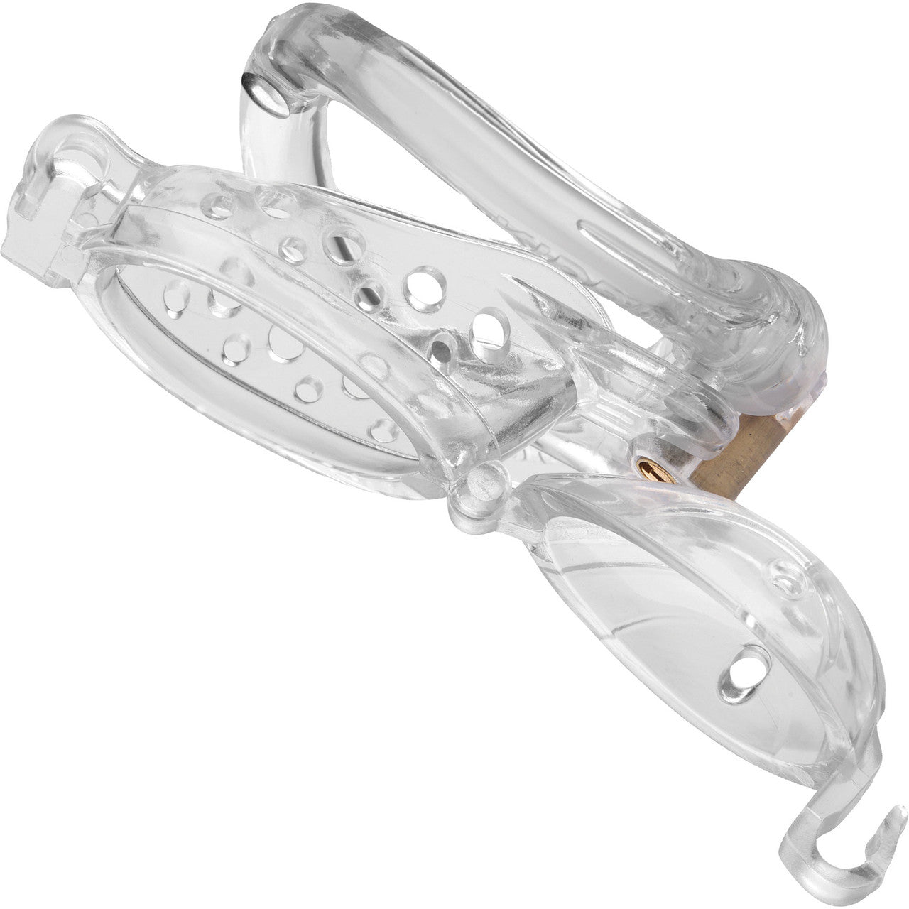 Master Series Custom Lockdown Locking Customizable Chastity Cage With Keys - Clear