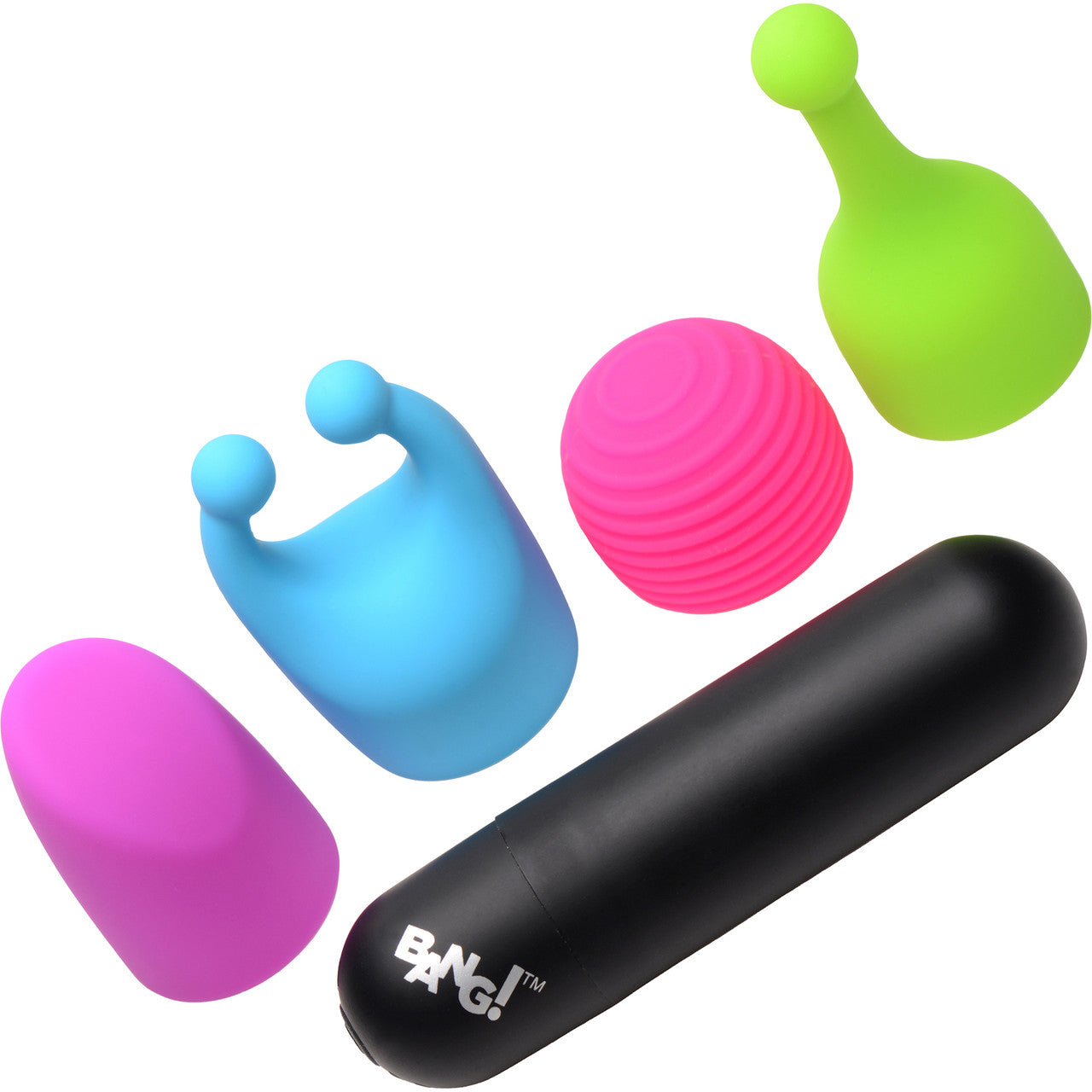 BANG! Rechargeable Waterproof Bullet Vibrator With 4 Silicone Attachments