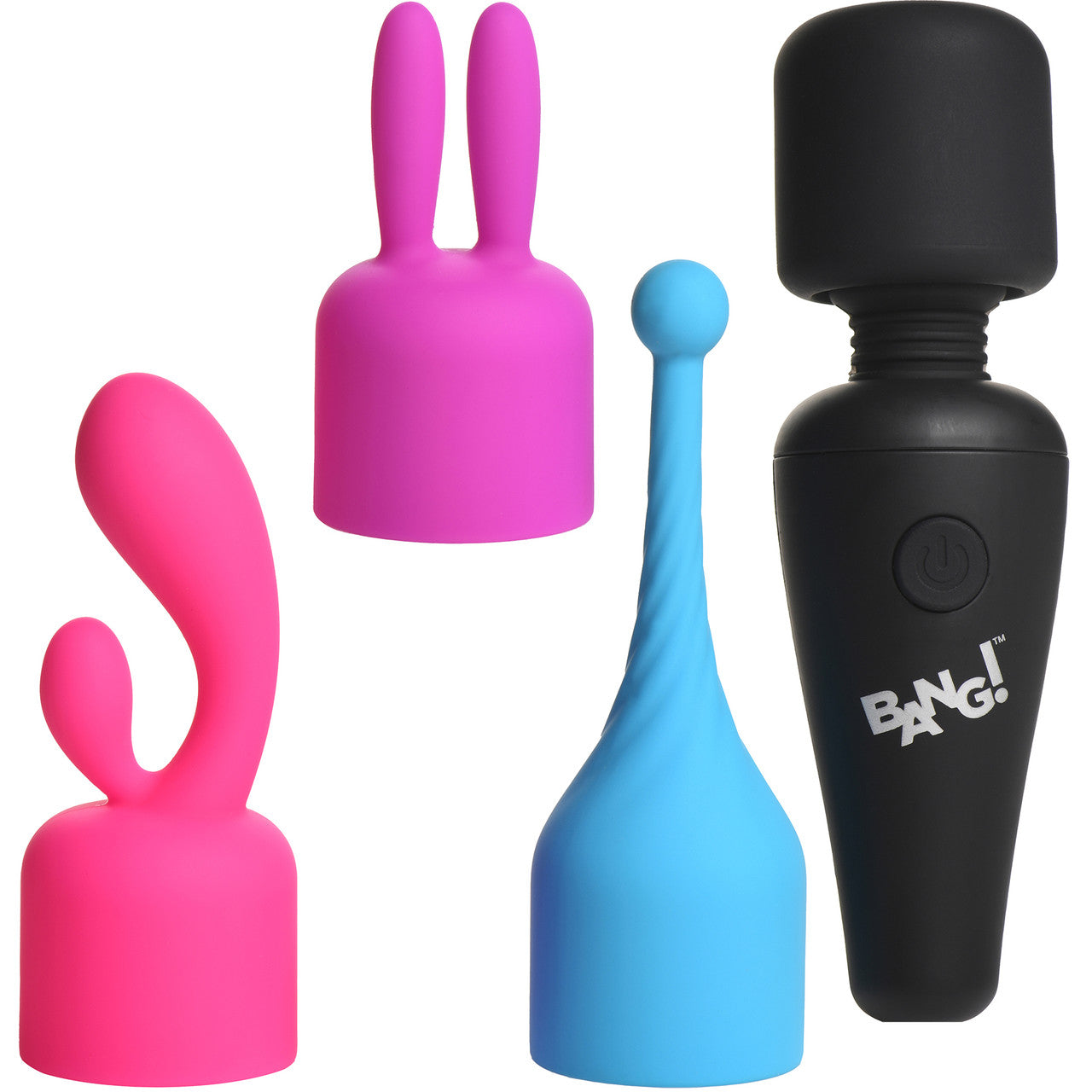 BANG! 10X Rechargeable Mini Wand With 3 Silicone Attachments BANG! 10X Rechargeable Mini Wand With 3 Silicone Attachments