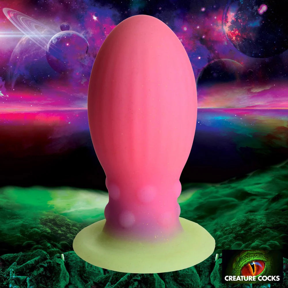 Xeno Egg Glow In The Dark Silicone Egg 5.25" Silicone Suction Cup Dildo By Creature Cocks - Large
