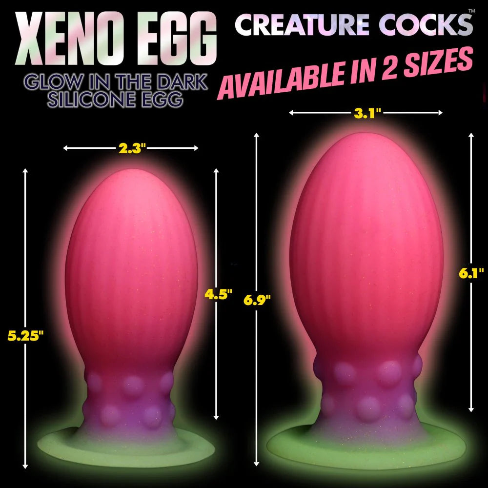 Xeno Egg Glow In The Dark Silicone Egg 5.25" Silicone Suction Cup Dildo By Creature Cocks - Large