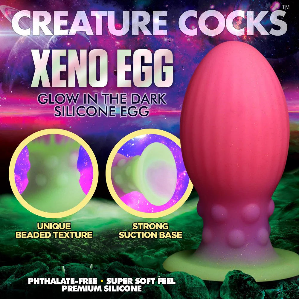 Xeno Egg Glow In The Dark Silicone Egg 6.9" Silicone Suction Cup Dildo By Creature Cocks - XL