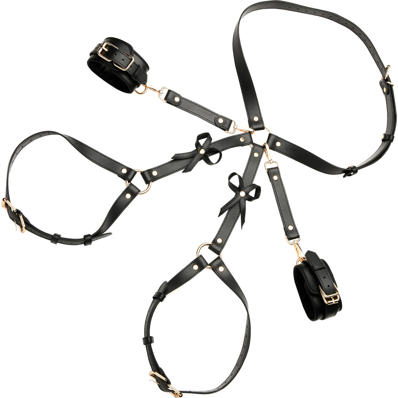 Strict Bondage Harness with Bows - X-Large / XX-Large, Black