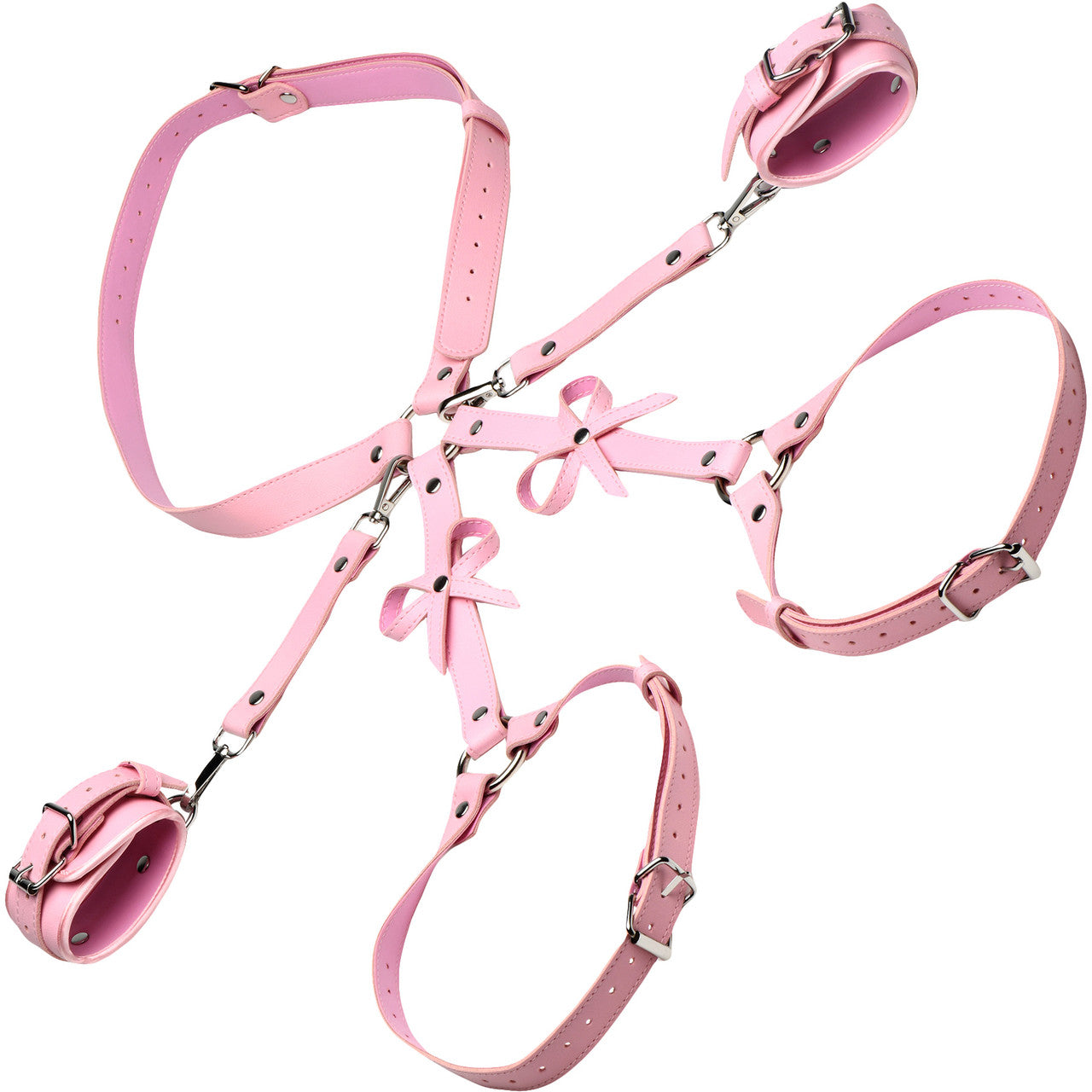 Strict Bondage Harness with Bows - Medium / Large, Pink
