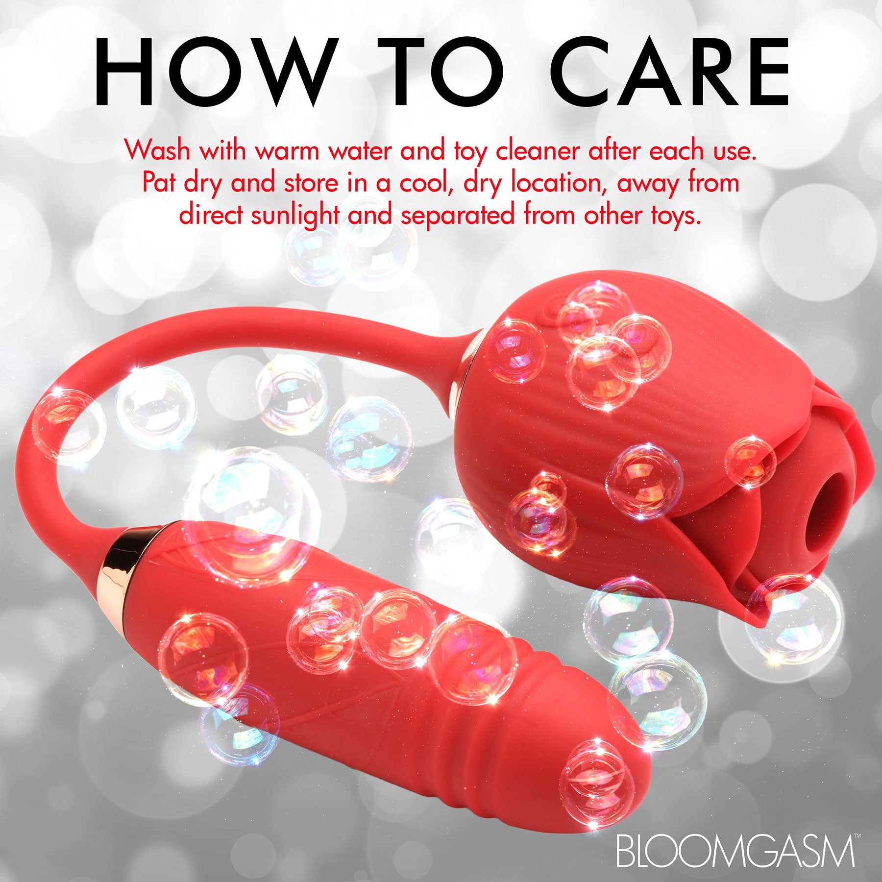 Bloomgasm Romping Rose 10X Rechargeable Silicone Suction Rose & Thrusting Vibrator