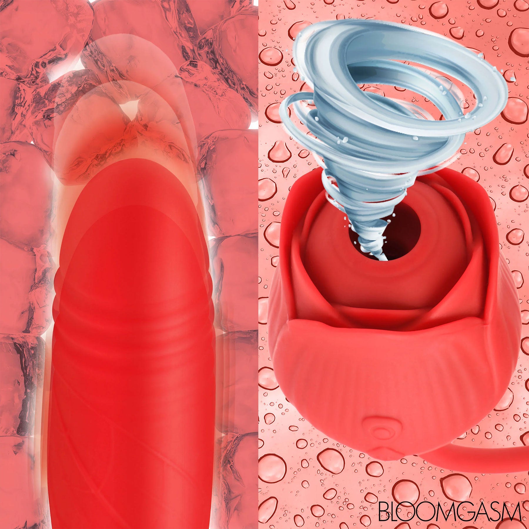 Bloomgasm Romping Rose 10X Rechargeable Silicone Suction Rose & Thrusting Vibrator