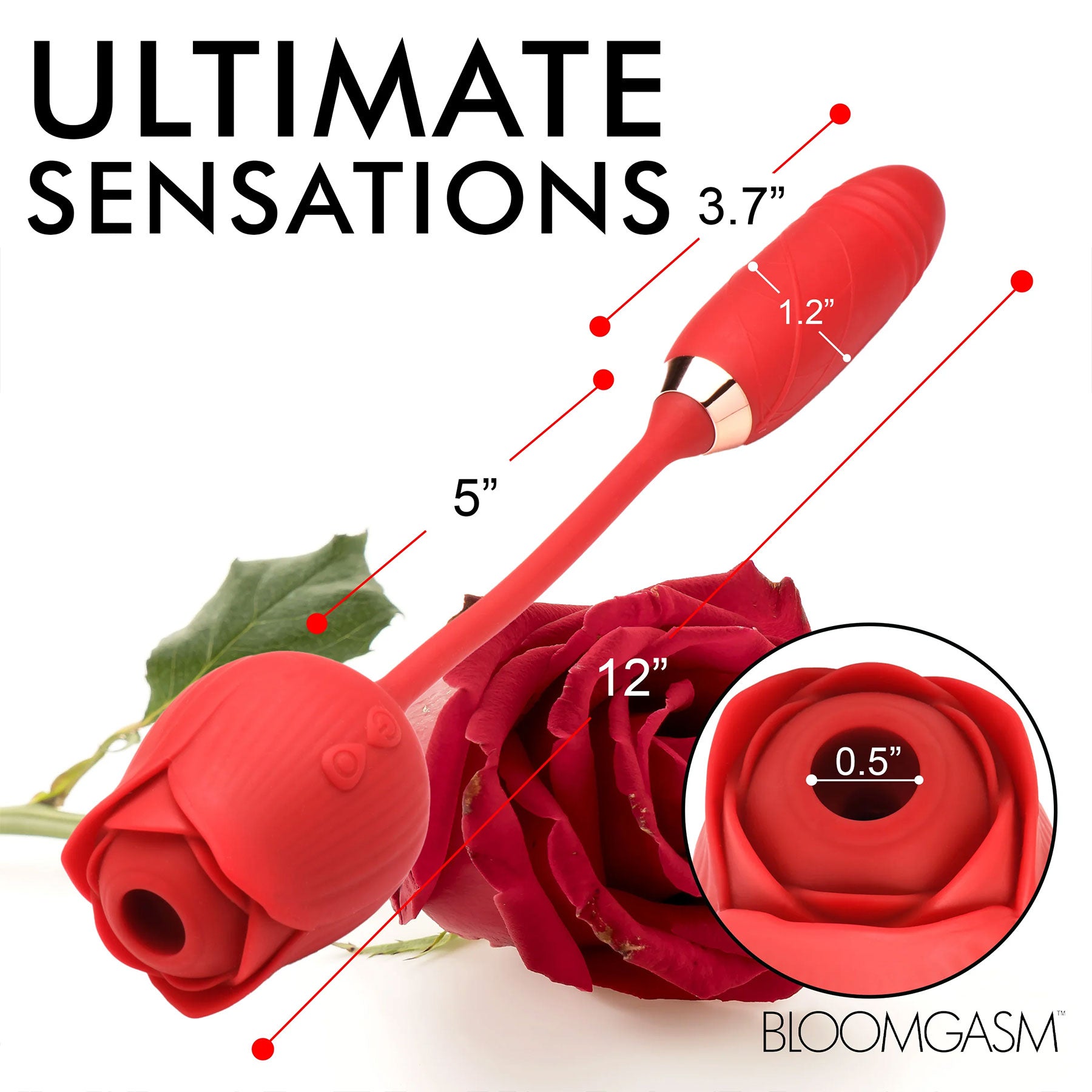 Bloomgasm Romping Rose 10X Rechargeable Silicone Suction Rose & Thrusting Vibrator
