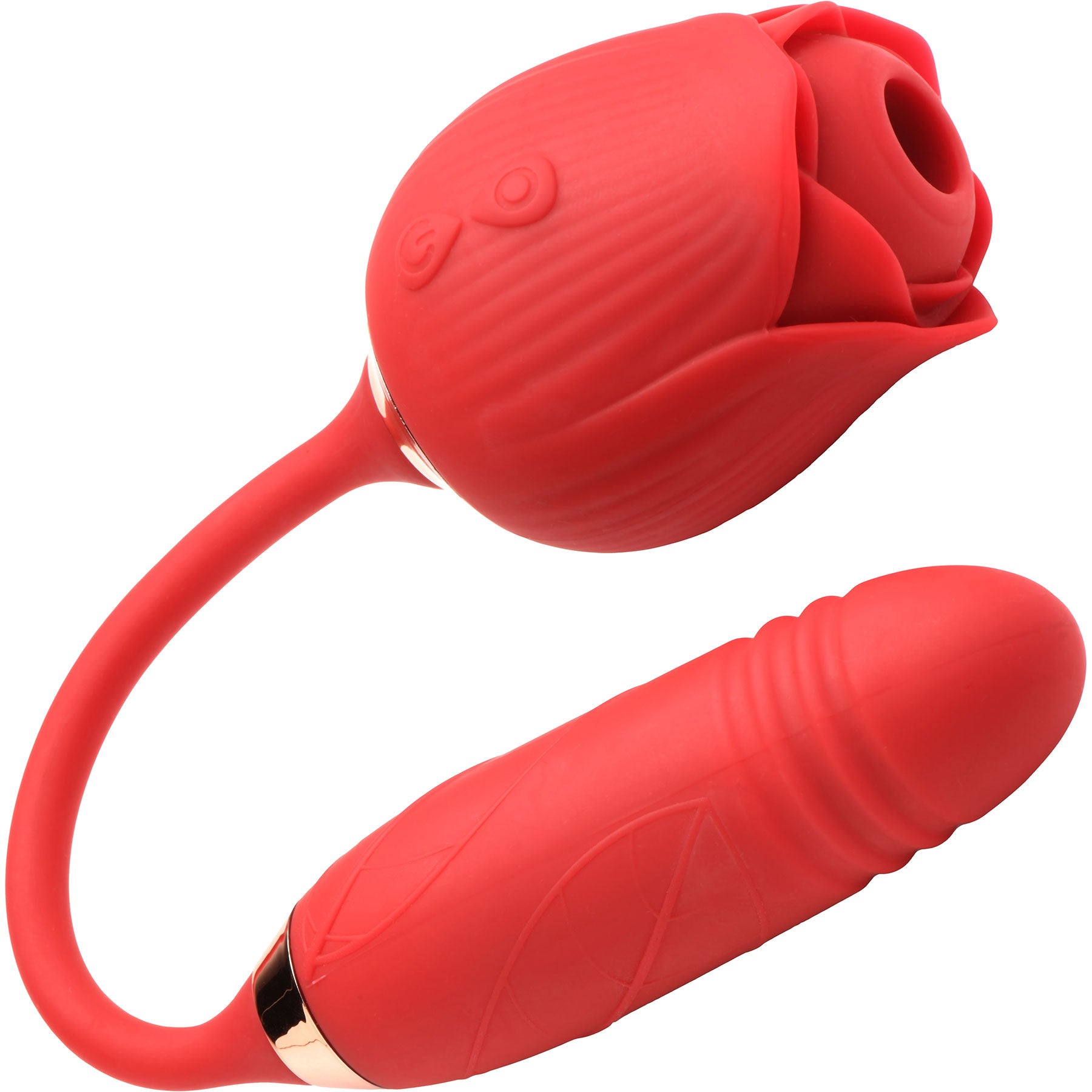 Bloomgasm Romping Rose 10X Rechargeable Silicone Suction Rose & Thrusting Vibrator