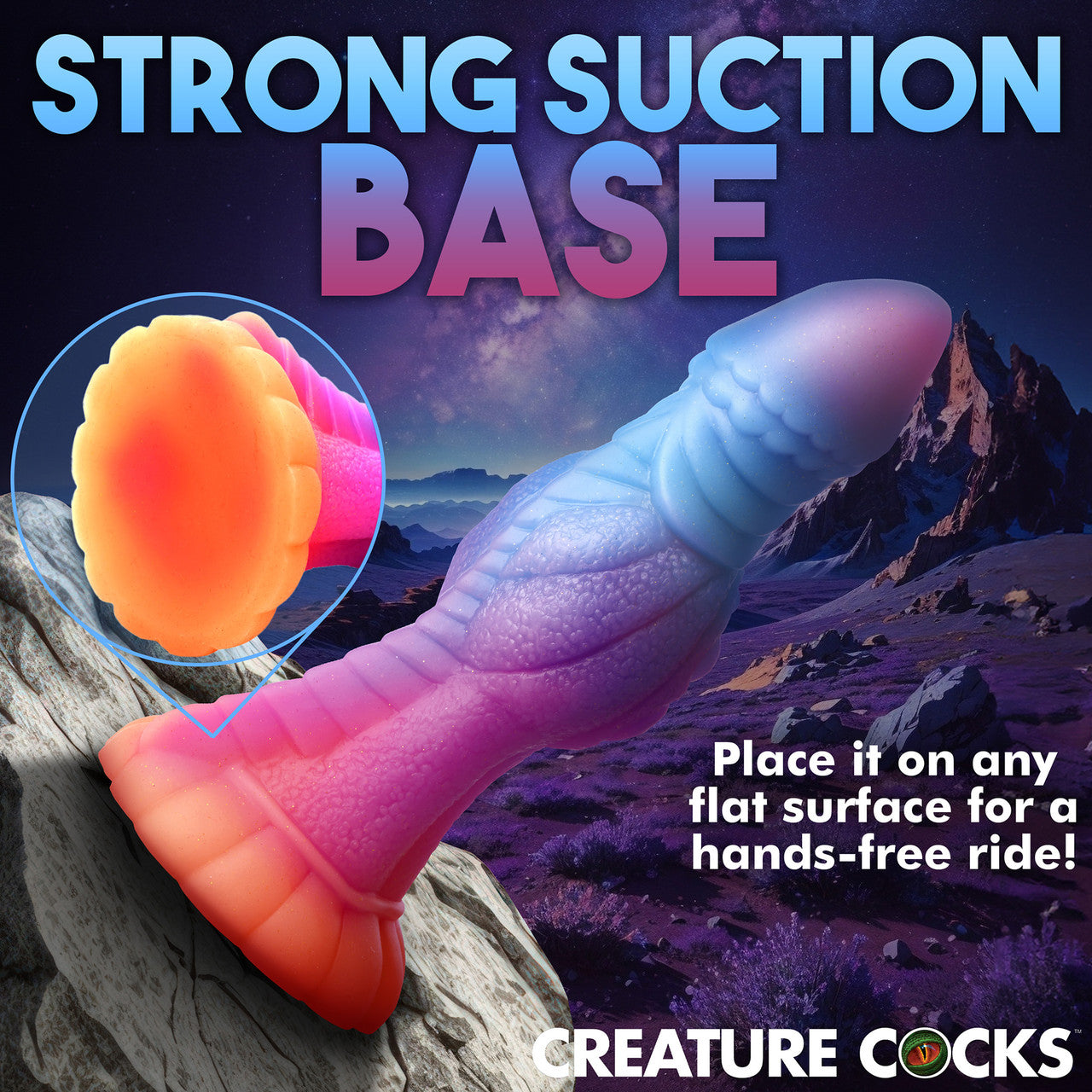 Galactic Cock Alien Creature 8.5" Silicone Glow In The Dark Suction Cup Dildo By Creature Cocks