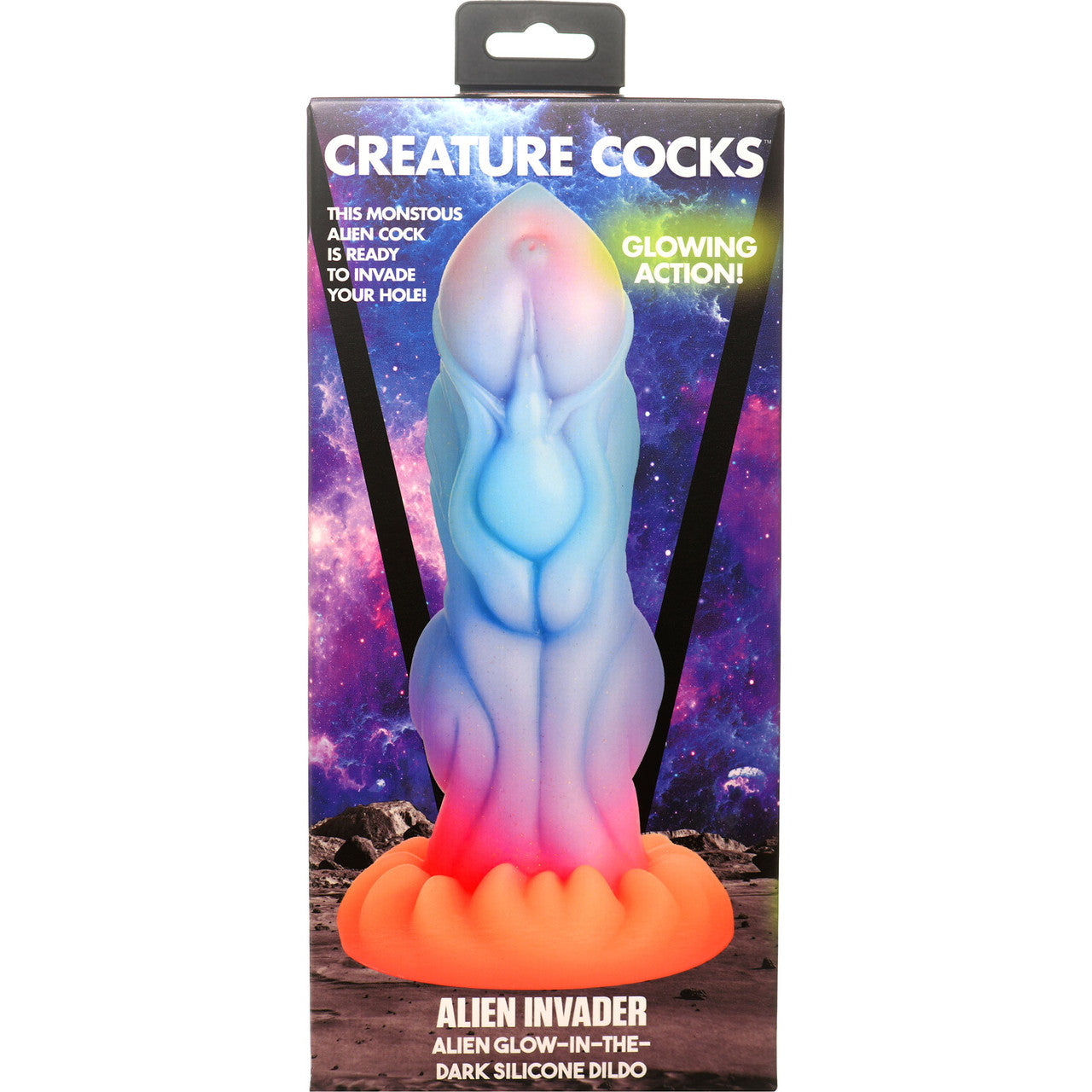 Alien Invader 8" Silicone Glow In The Dark Suction Cup Dildo By Creature Cocks